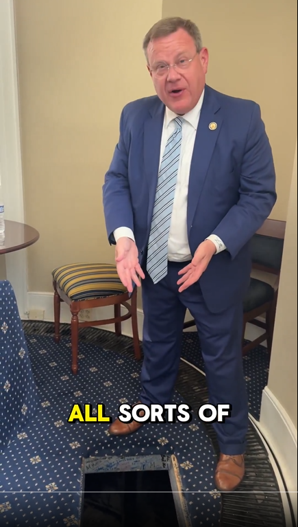 Tim Moore shares with the public the information about a hidden passage under the US Capitol, from a post dated May 9, 2025 | Source: X/RepTimMooreNC