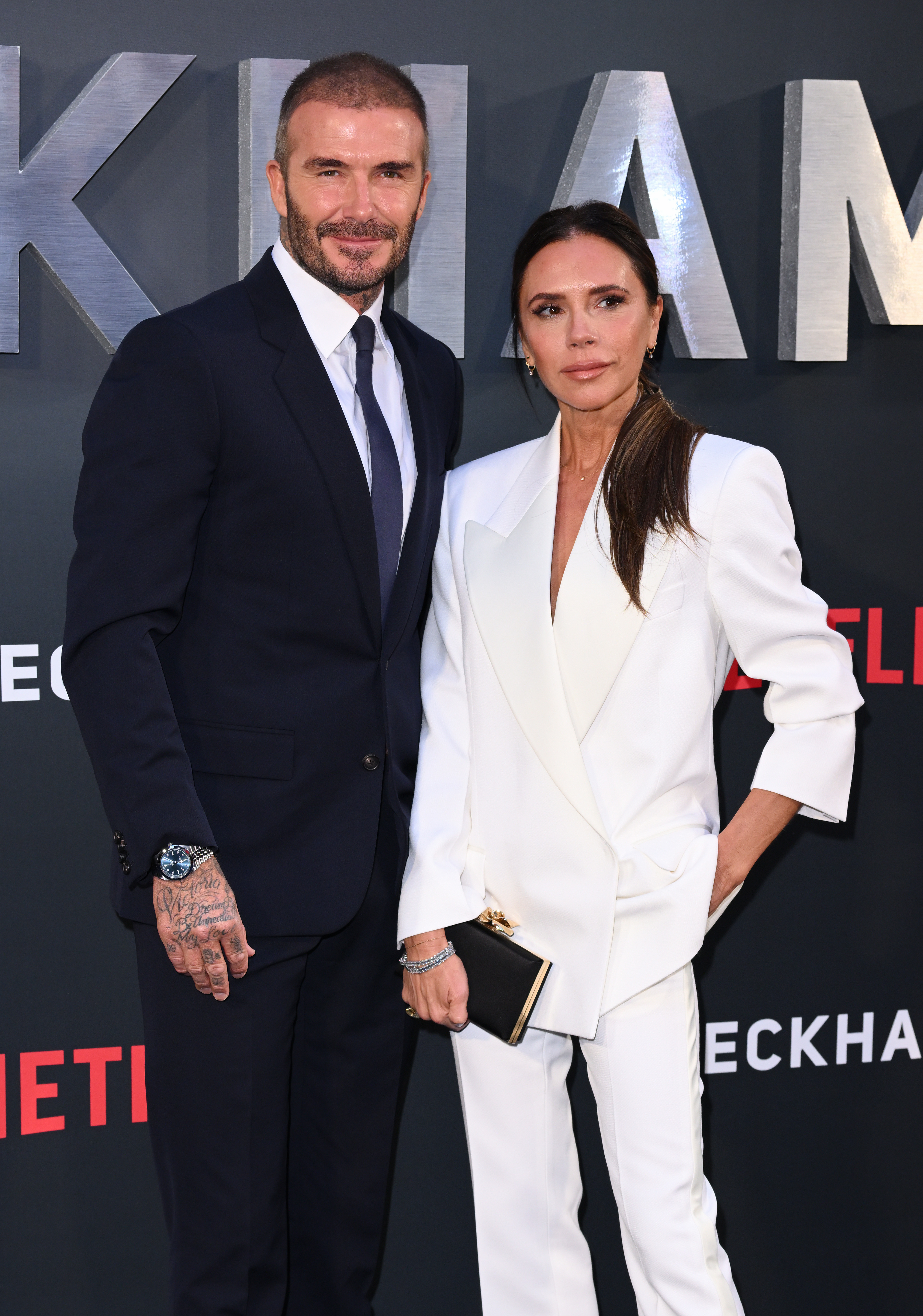 David and Victoria Beckham at the UK premiere of "Beckham" in London, England on October 3, 2023 | Source: Getty Images