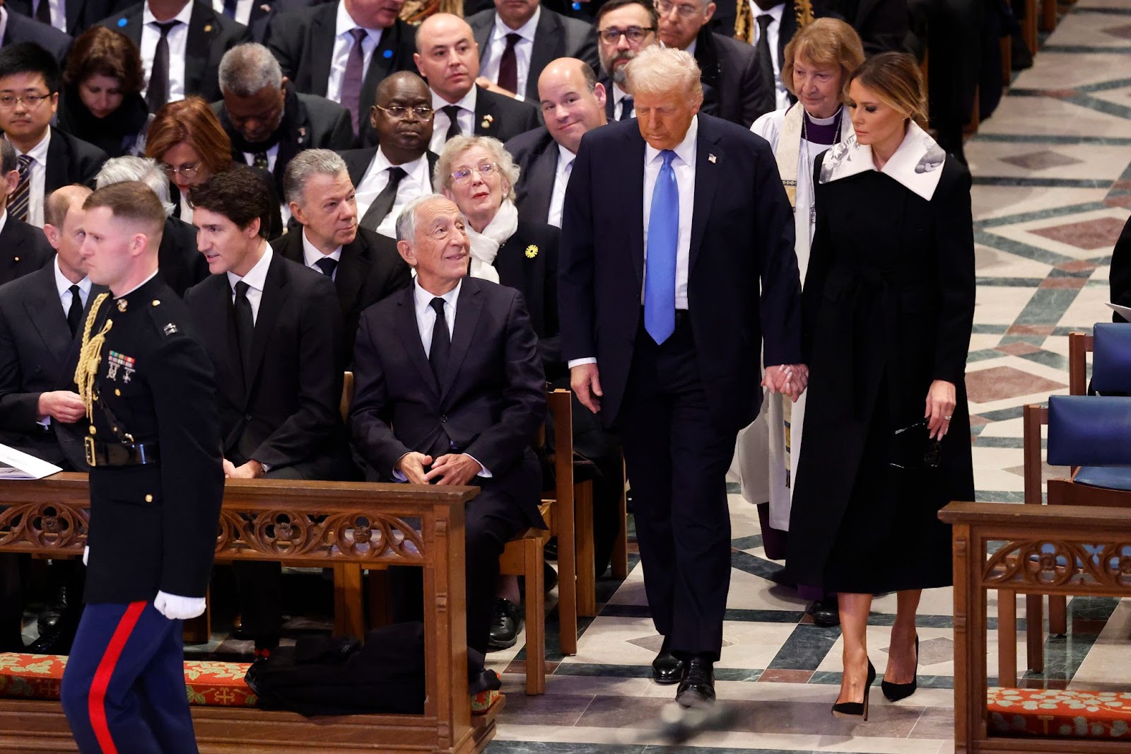 Donald and Melania Trump arriving for the state funeral for former U.S. President Jimmy Carter at Washington National Cathedral in Washington, D.C., on January 9, 2025 | Source: Getty Images