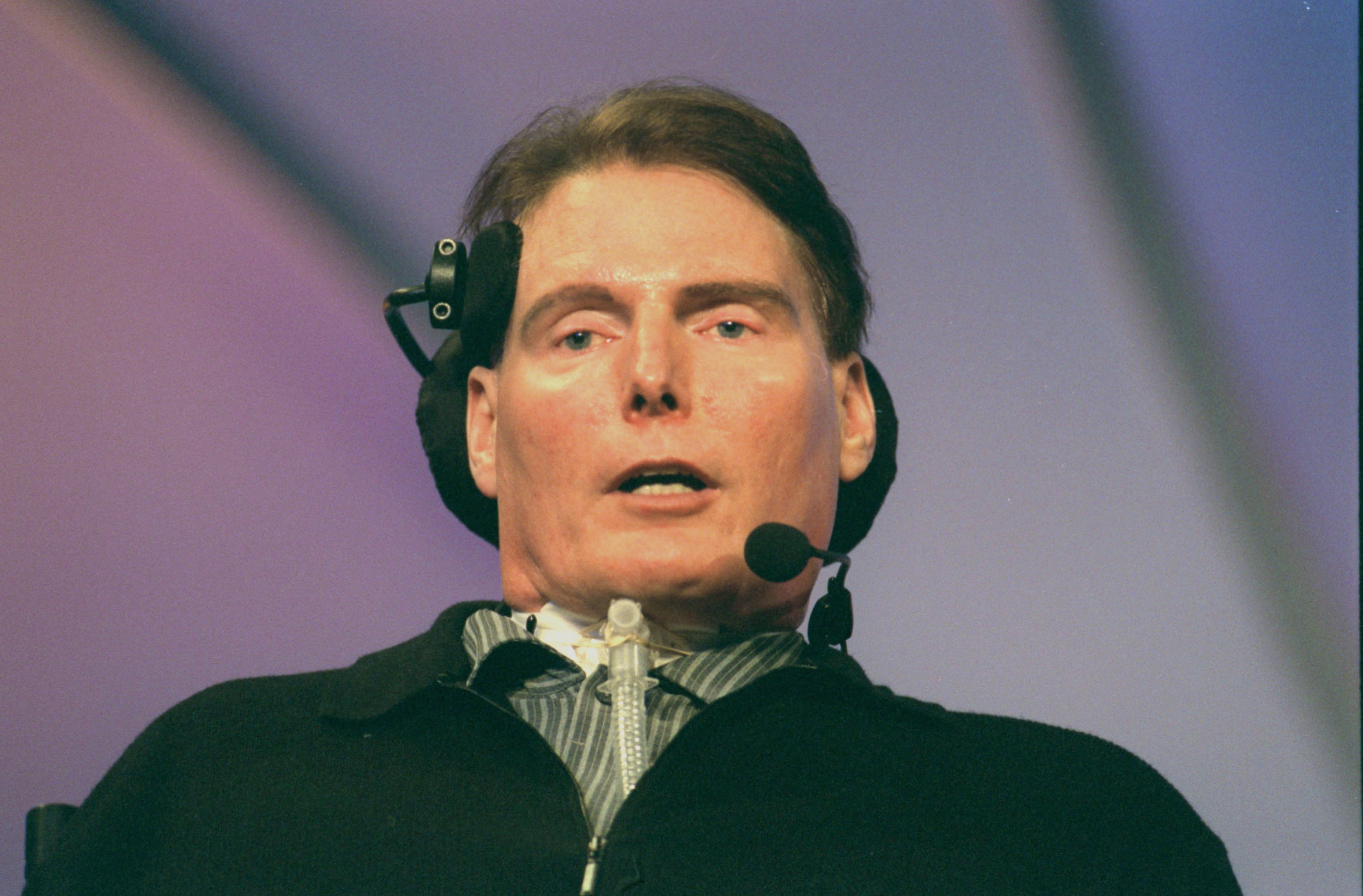 Christopher Reeve speaking at the Bio conference on March 28, 2000 | Source: Getty Images