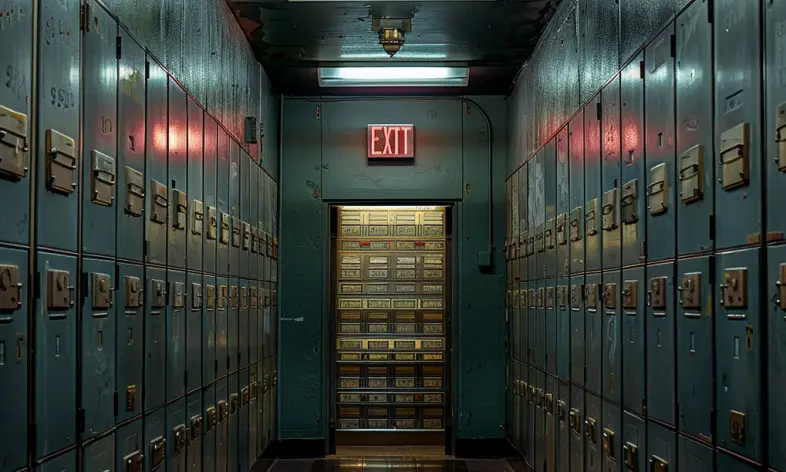 A corridor of safety deposit boxes | Source: Midjourney