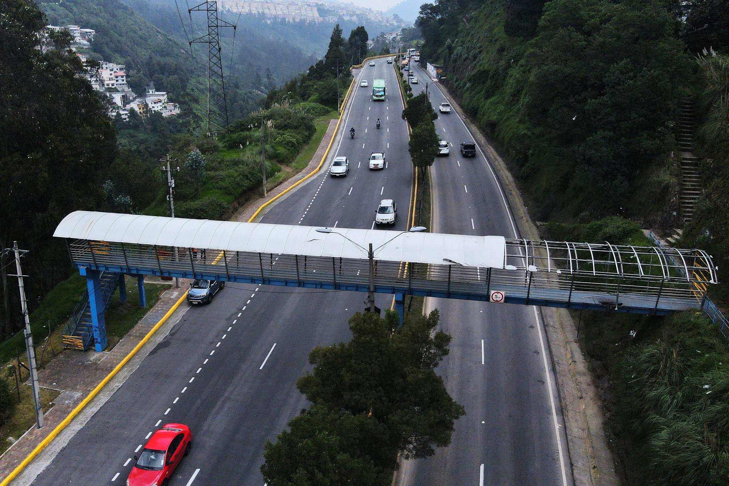 An aerial view of a damaged bridge over Rumiñahui highway in Quito, Ecuador on January 9, 2024 | Source: Getty Images