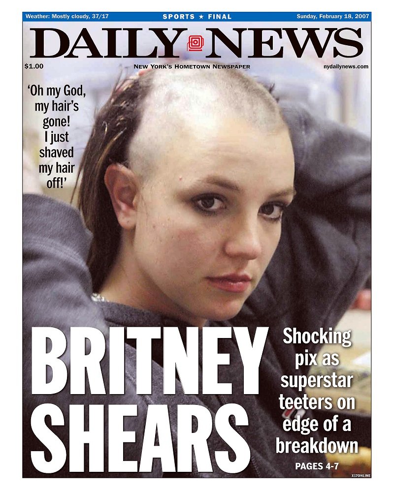 Britney Spears at the front page of Daily News on February 18, 2007 | Photo: Getty Images