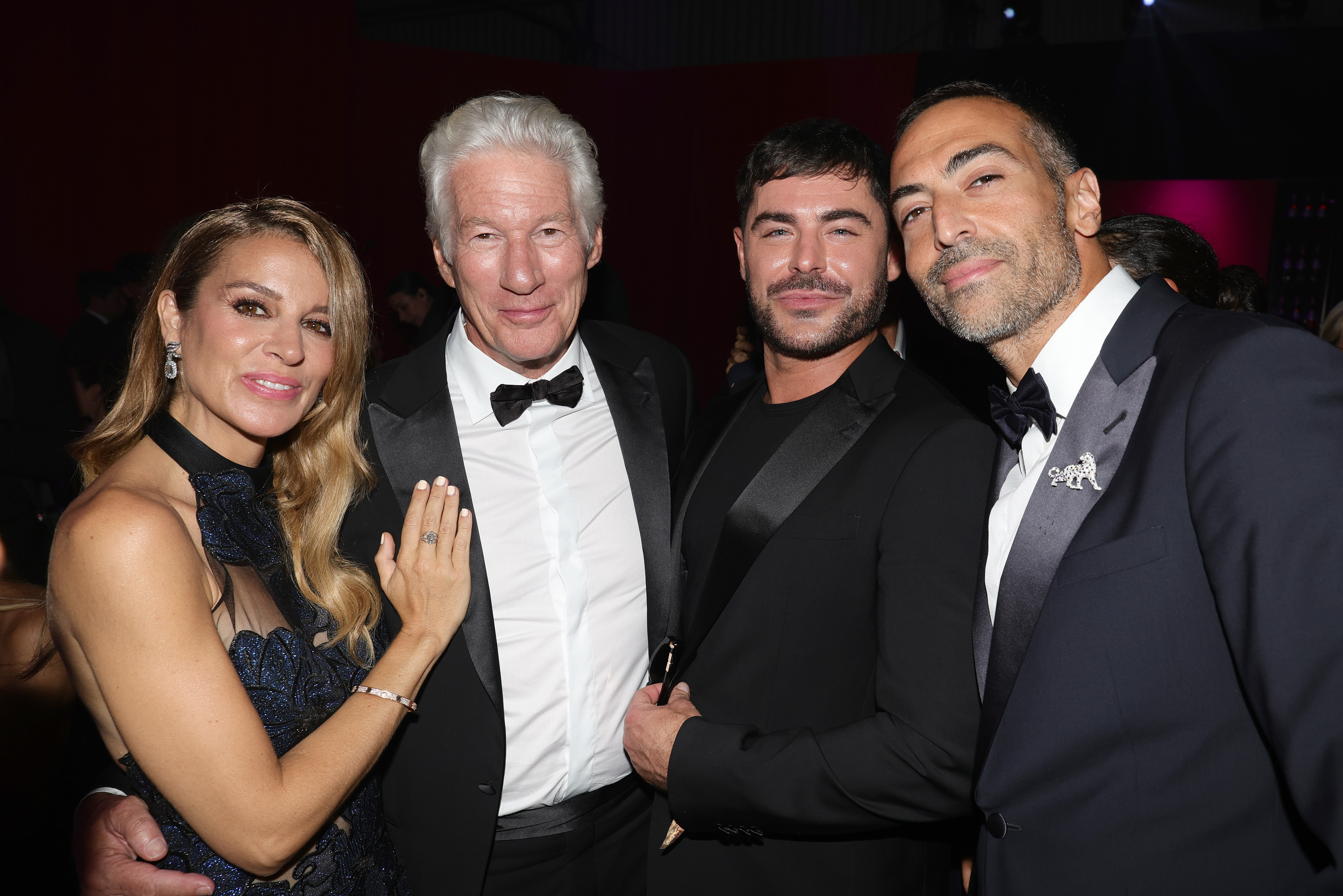 Alejandra Silva, Richard Gere, Zac Efron, and Mohammed Al Turki at the amfAR Gala Venezia in Venice, Italy, on September 1, 2024 | Source: Getty Images