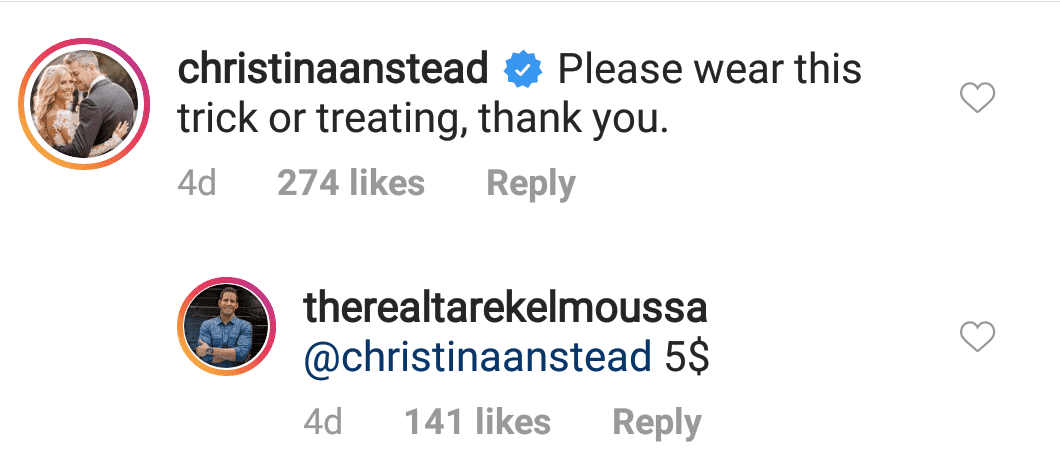 Christina Anstead's comment on Tarek El Moussa's post.| Photo: instagram.com/therealtarekelmoussa