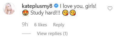 Kate Gosselin comment from Mandy Gosselin's post. | Photo: instagram.com/Instagram/mady.gosselin