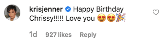 Kris Jenner's comment on John Legend's post. | Photo: Instagram.com/johnlegend