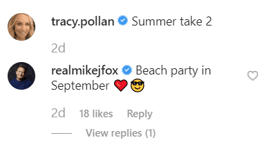 Michael J. Fox's comment on Tracy Pollan's post. | Source: instagram.com/tracy.pollan