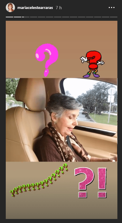 Astrid, madre de María Celeste Arrarás en el asiento de copiloto. | Imagen: Instagram/mariacelestearraras