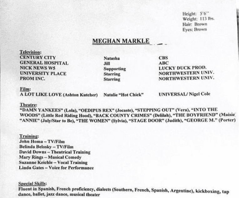 Meghan Markle's acting resume | Photo: TMZ