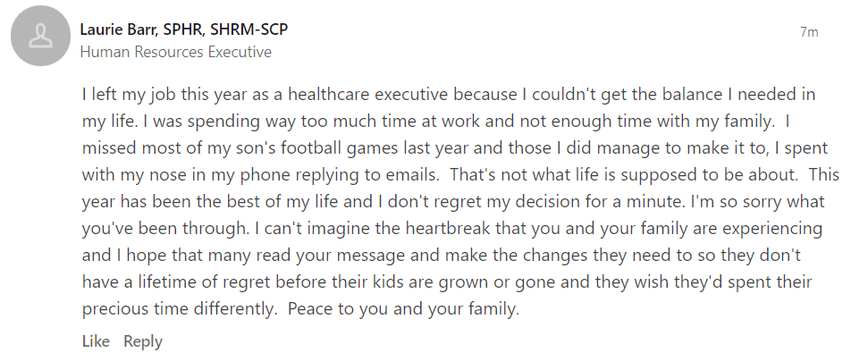 A user's comment on Jessica Brandes' LinkedIn Post. | Source: LinkedIn/JessicaBrandes