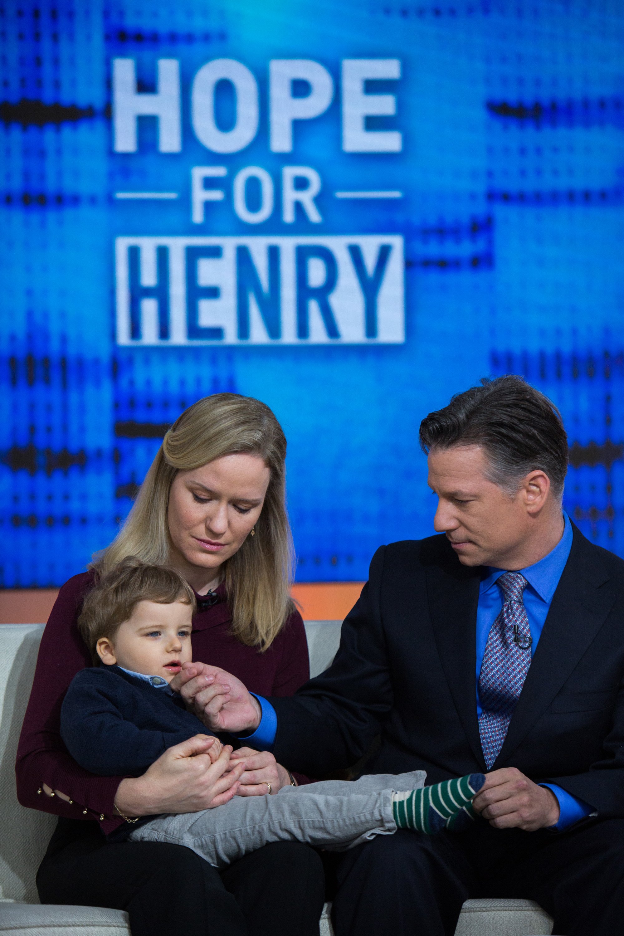 Mary Forrest and Richard Engel with son Henry on Tuesday, Jan. 30, 2018 | Source: Getty Images