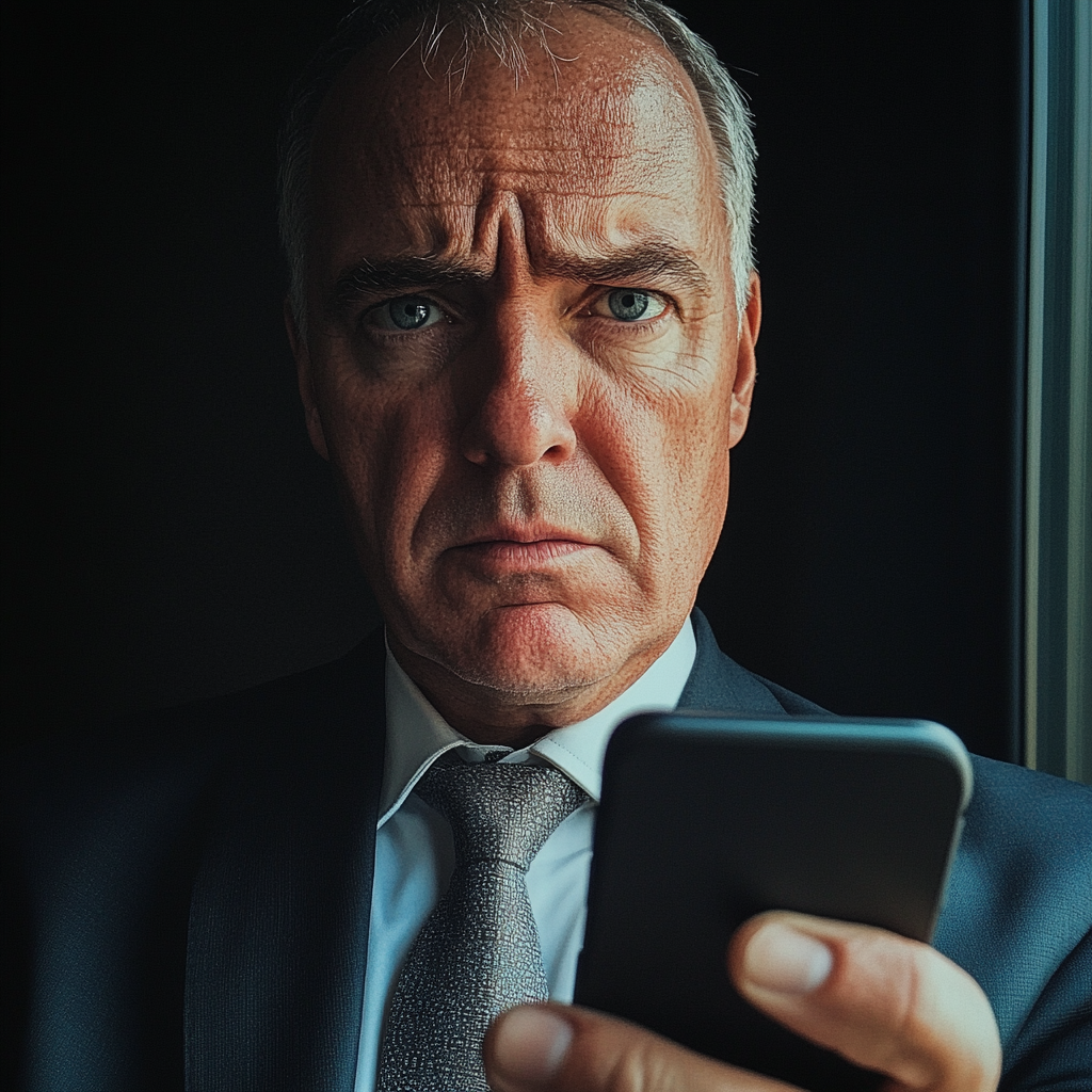 A man holding a phone and looking worried | Source: Midjourney