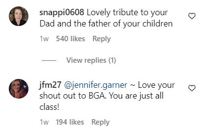 Users' comments on Jennifer Garner's Instagram post. | Source: instagram.com/jennifer.garner