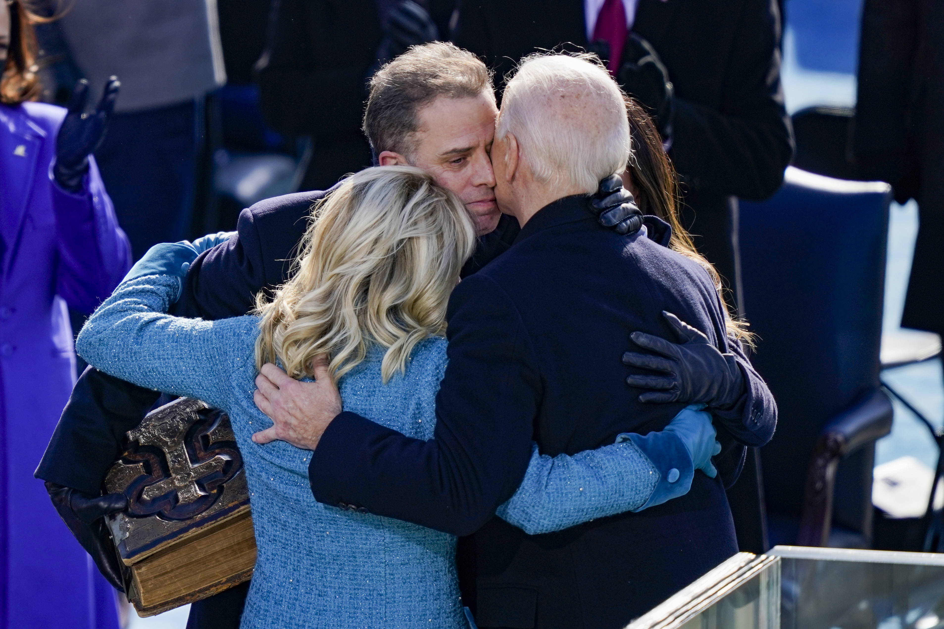 Joe and Jill Biden embracing their children, son Hunter and daughter Ashley, after the former president was sworn in during his inauguration on the West Front of the U.S. Capitol on January 20, 2021, in Washington, D.C. | Source: Getty Images
