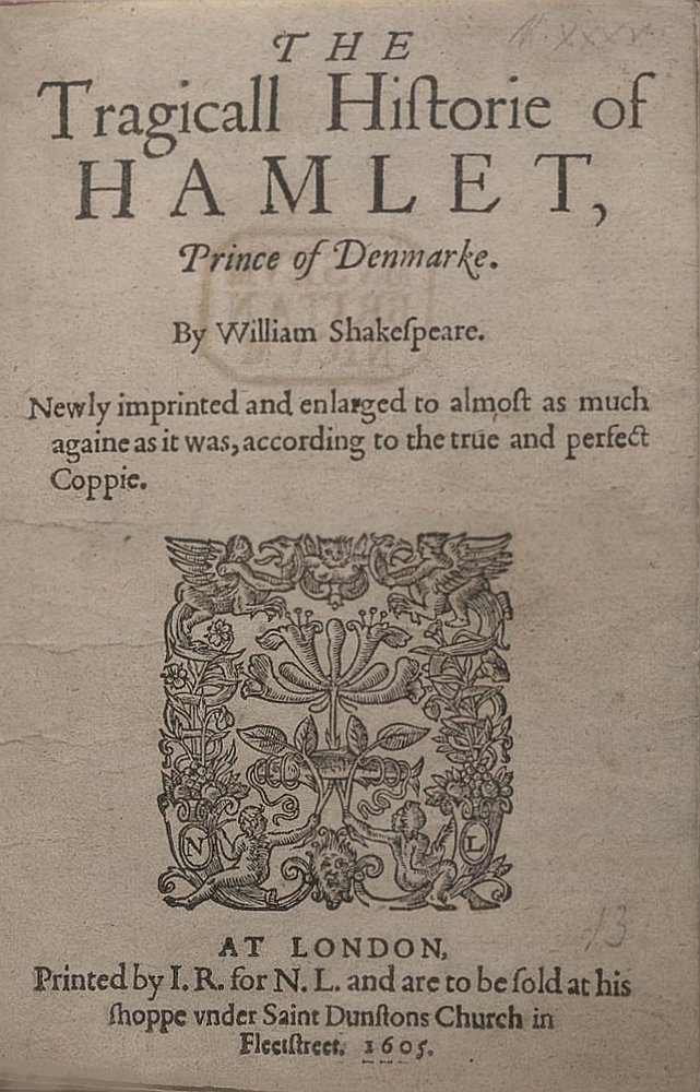 Frontpage of the play "Hamlet" by William Shakespeare. | Source: Wikimedia Commons. 