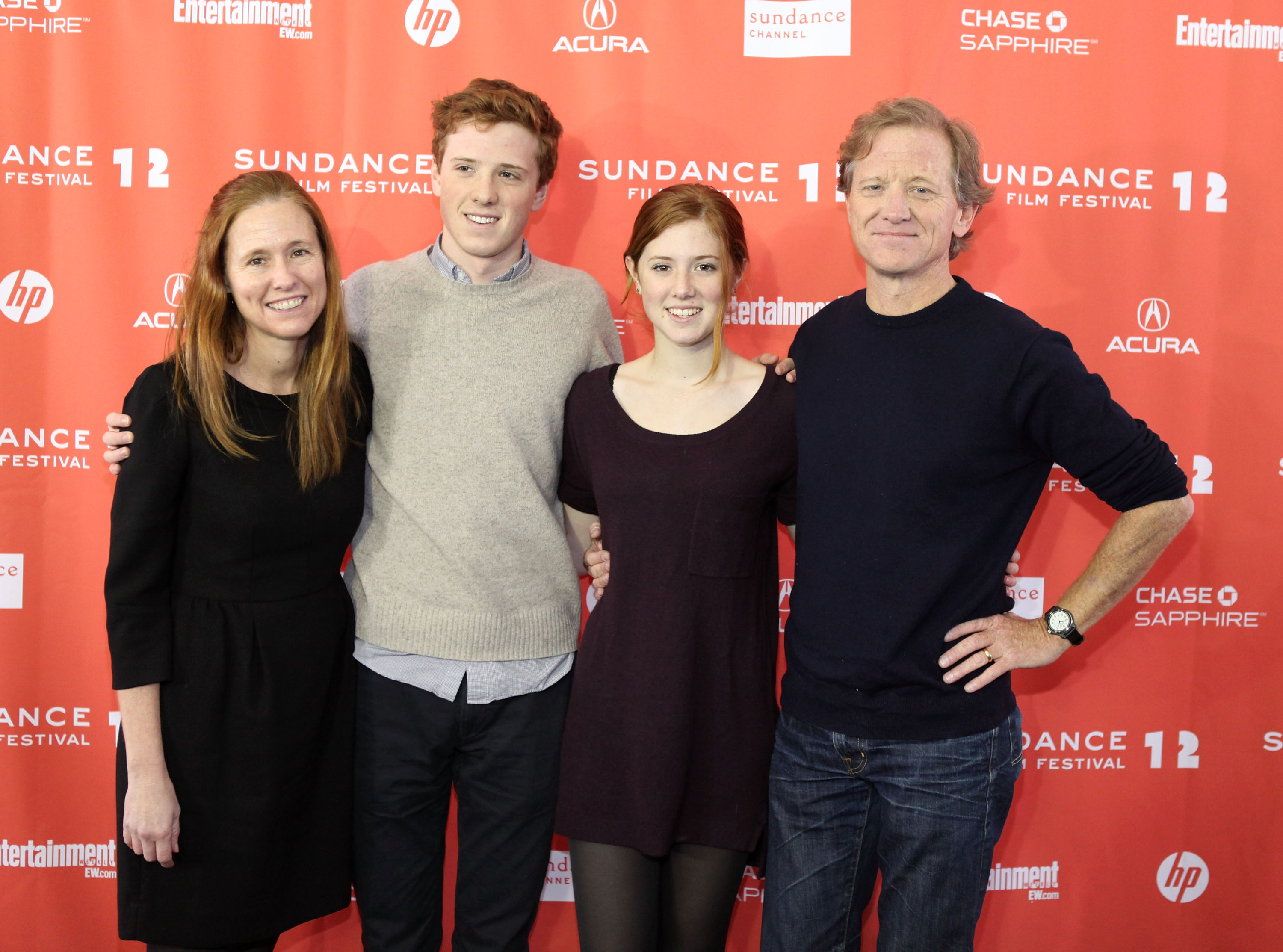 Kyle Redford, Dylan Redford, Lena Redford and filmmaker James Redford at Library Center Theater on January 23, 2012 in Park City, Utah. | Source: Getty Images