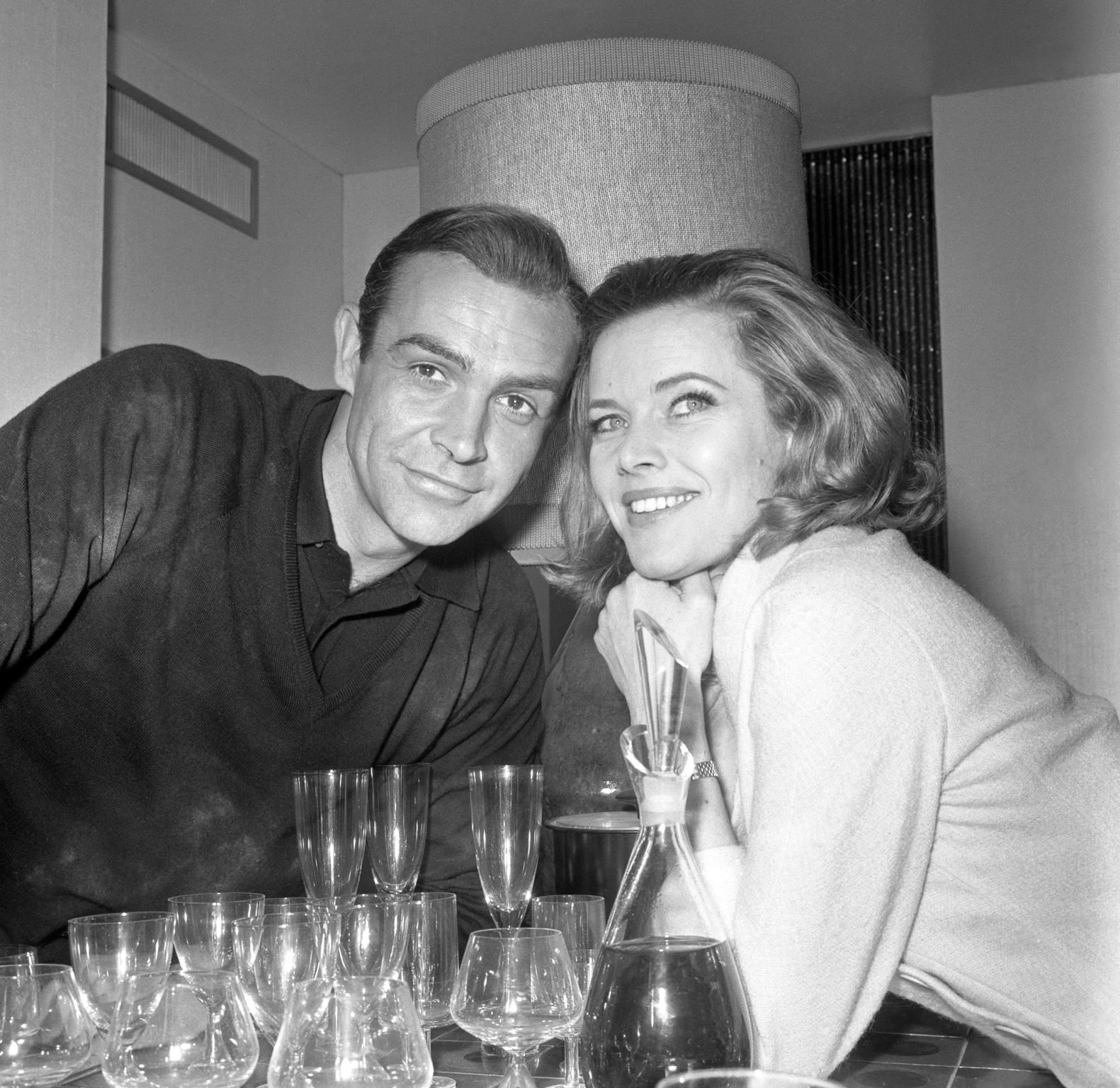 Honor Blackman and Sean Connery before the filming of "Goldfinger" | Source: Getty Images