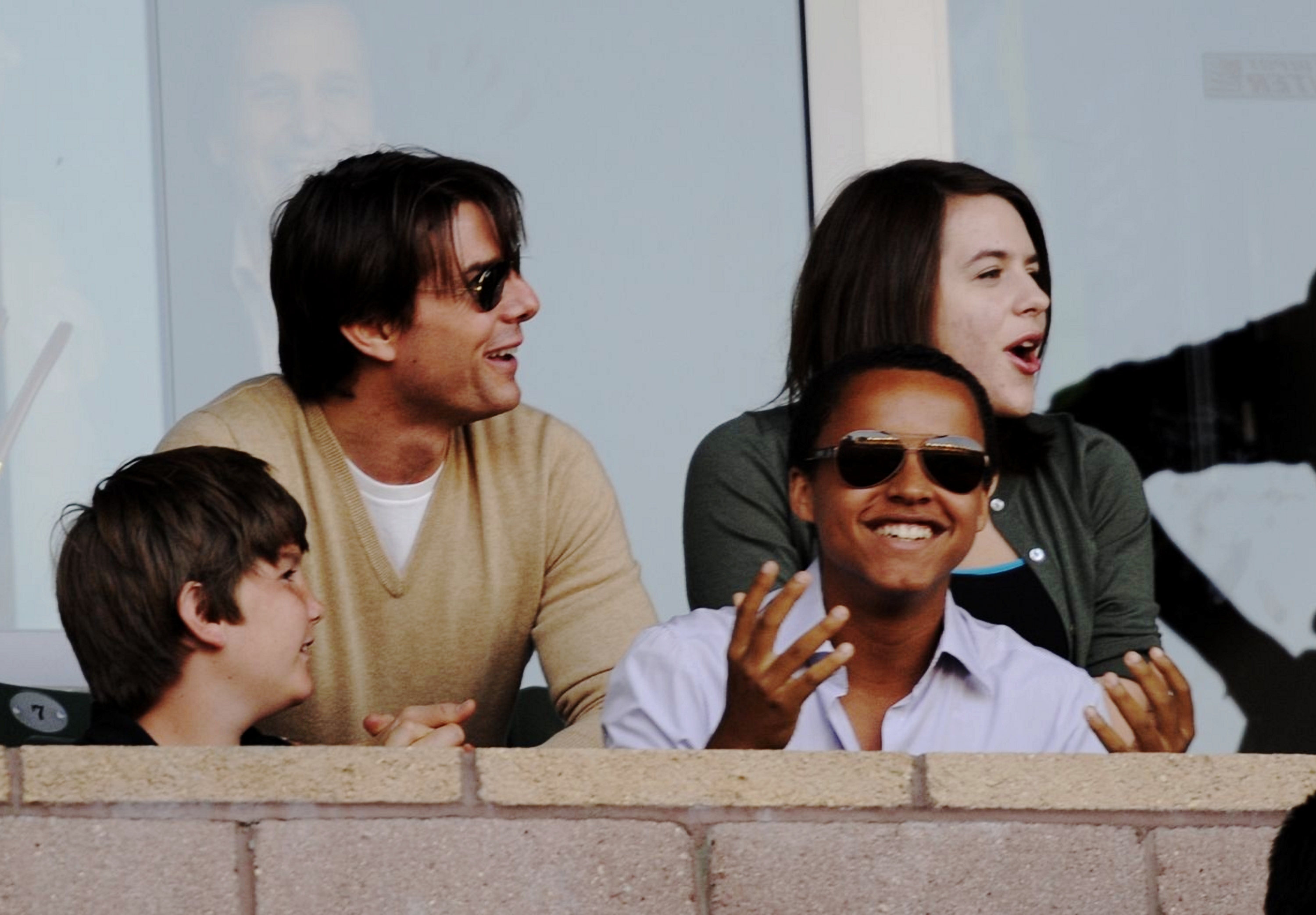 Tom Cruise with his children Isabella and Connor Cruise at the MLS game against AC Milan at The Home Depot Center on July 19, 2009 in Carson, California | Source: Getty Images