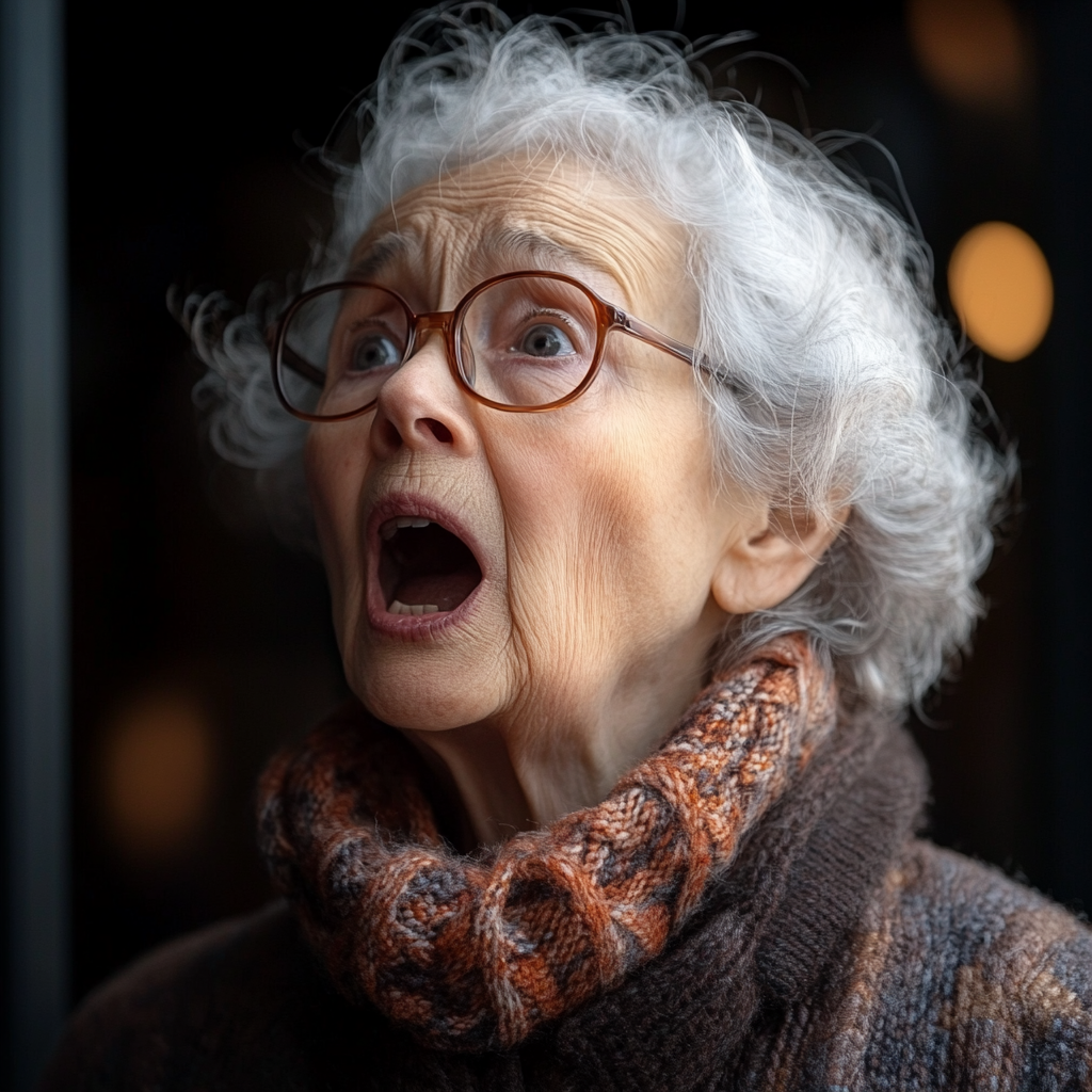 A shouting elderly lady | Source: Midjourney