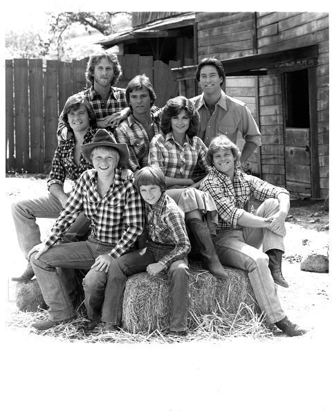 Actors Peter Horton, Richard Dean Anderson, Drake Hogestyn, actress Terri Treas, Roger Wilson, Bryan Utman, River Phoenix and Tim Topper pose for the TV Series "Seven Brides for Seven Brothers" in 1982 | Photo: Getty Images