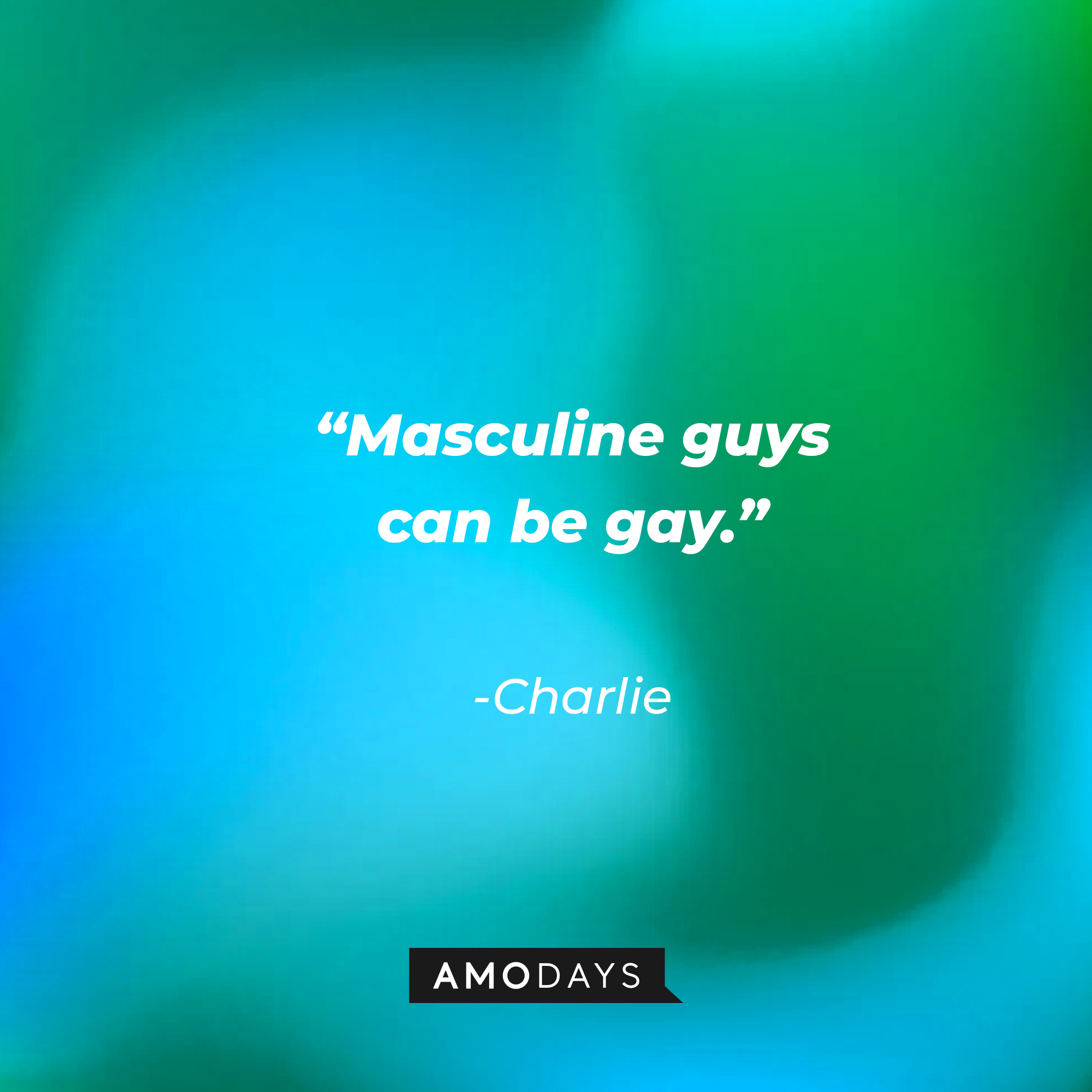 Charlie’s quote: “Masculine guys can be gay.” | Source: AmoDays