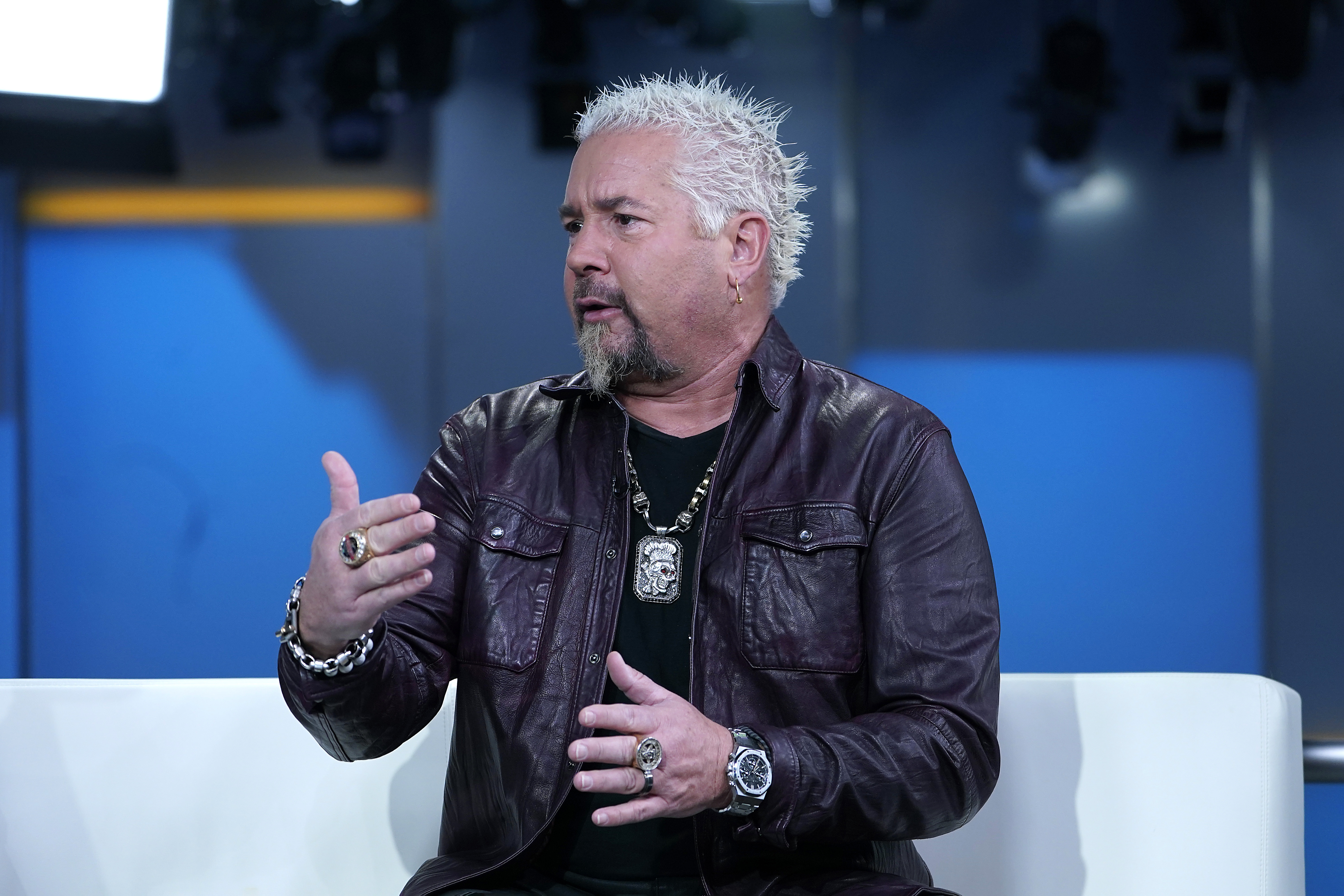 Guy Fieri attends "Fox & Friends" at Fox News studios in New York City on February 21, 2023 | Source: Getty Images