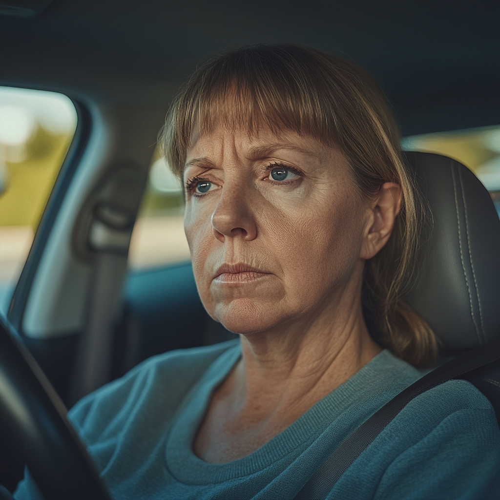 A woman driving a car | Source: Midjourney