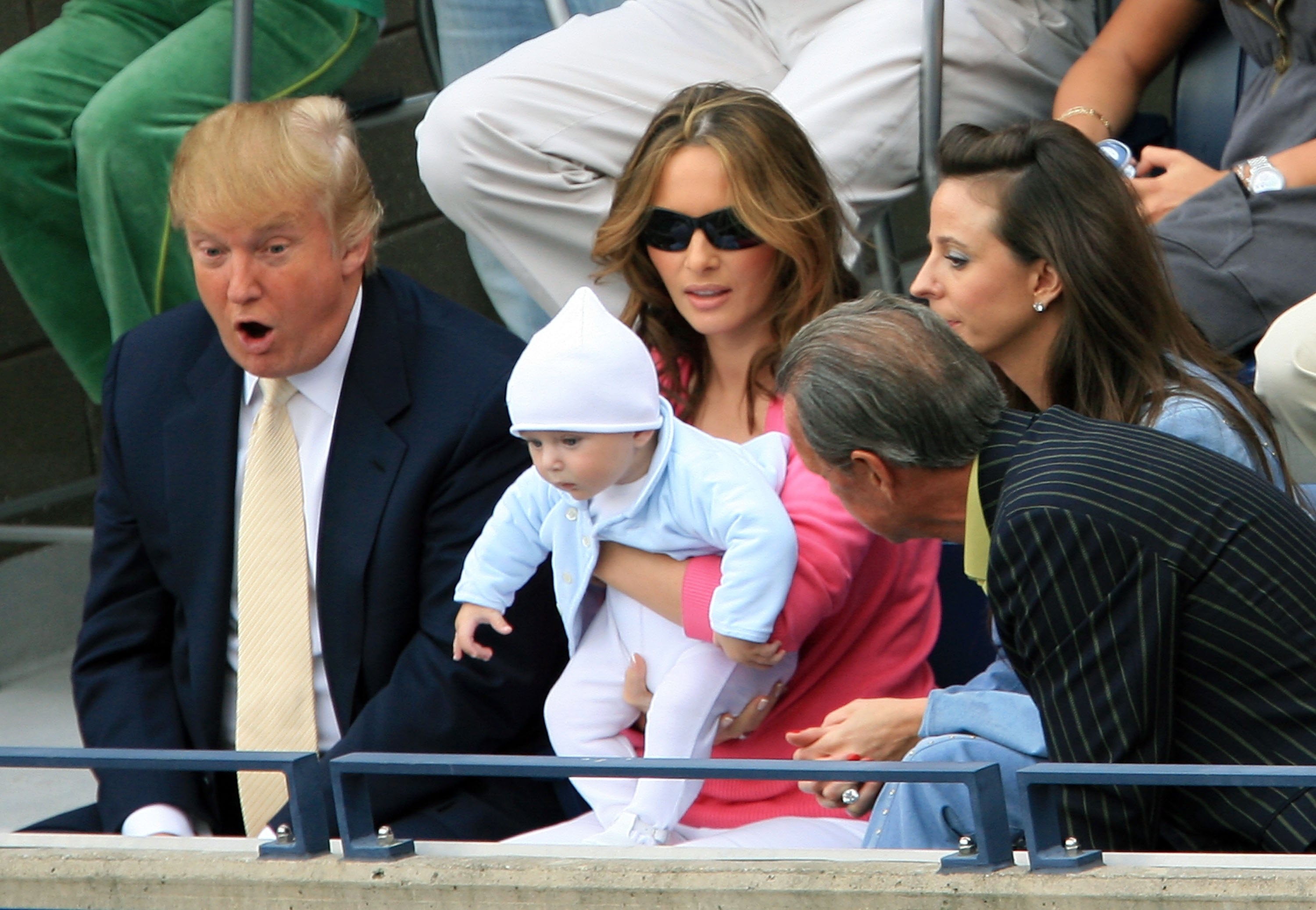 Donald and Melania with their son Barron during the U.S. Open on September 10, 2006, in New York. | Source: Getty Images