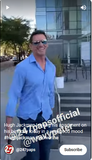 Hugh Jackman outside his apartment's building | Source: Youtube.com/@247paps