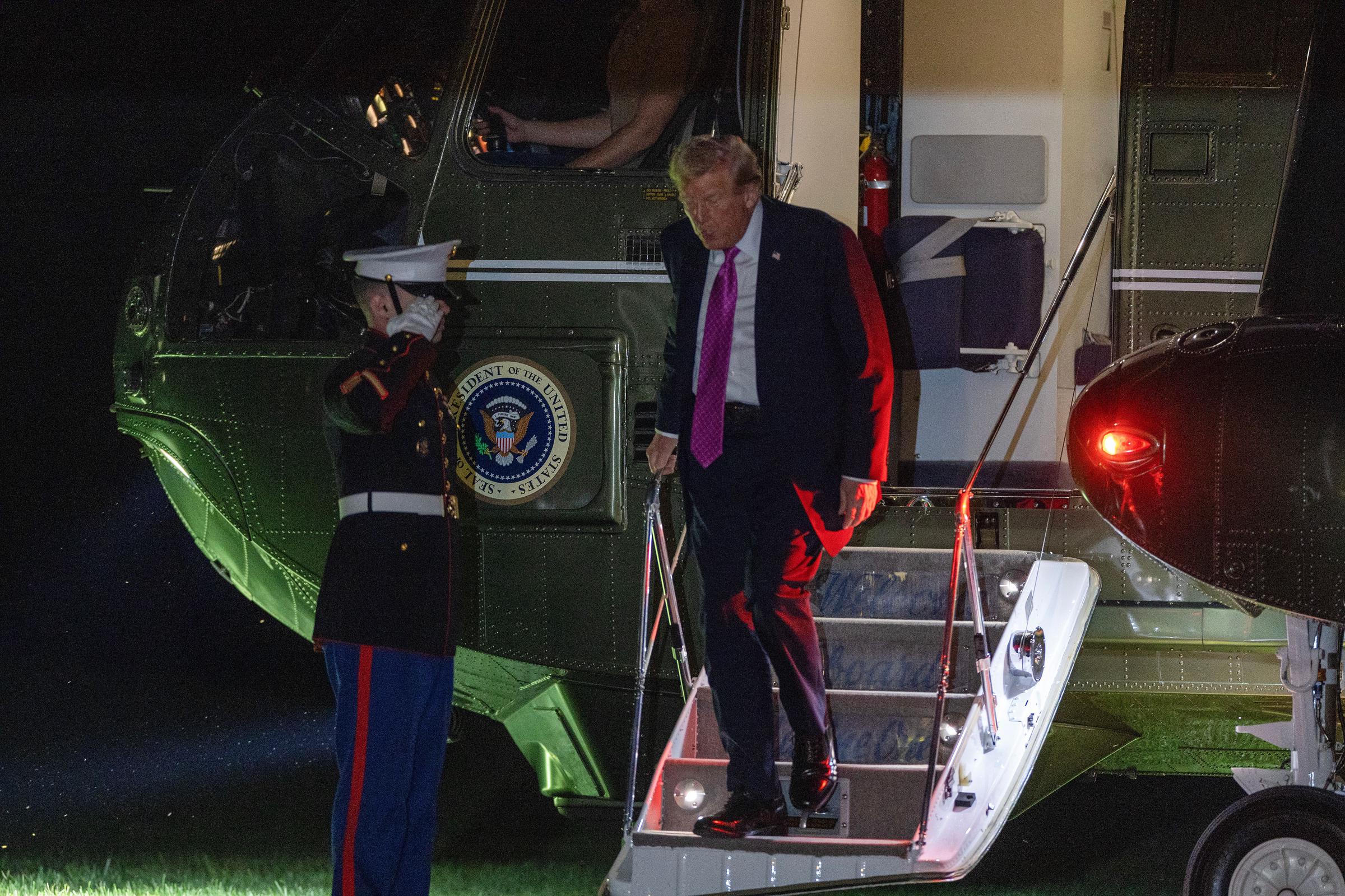 President Donald Trump steps off Marine One on the south lawn of the White House in Washington, DC  on September 14, 2025 | Source: Getty Images
