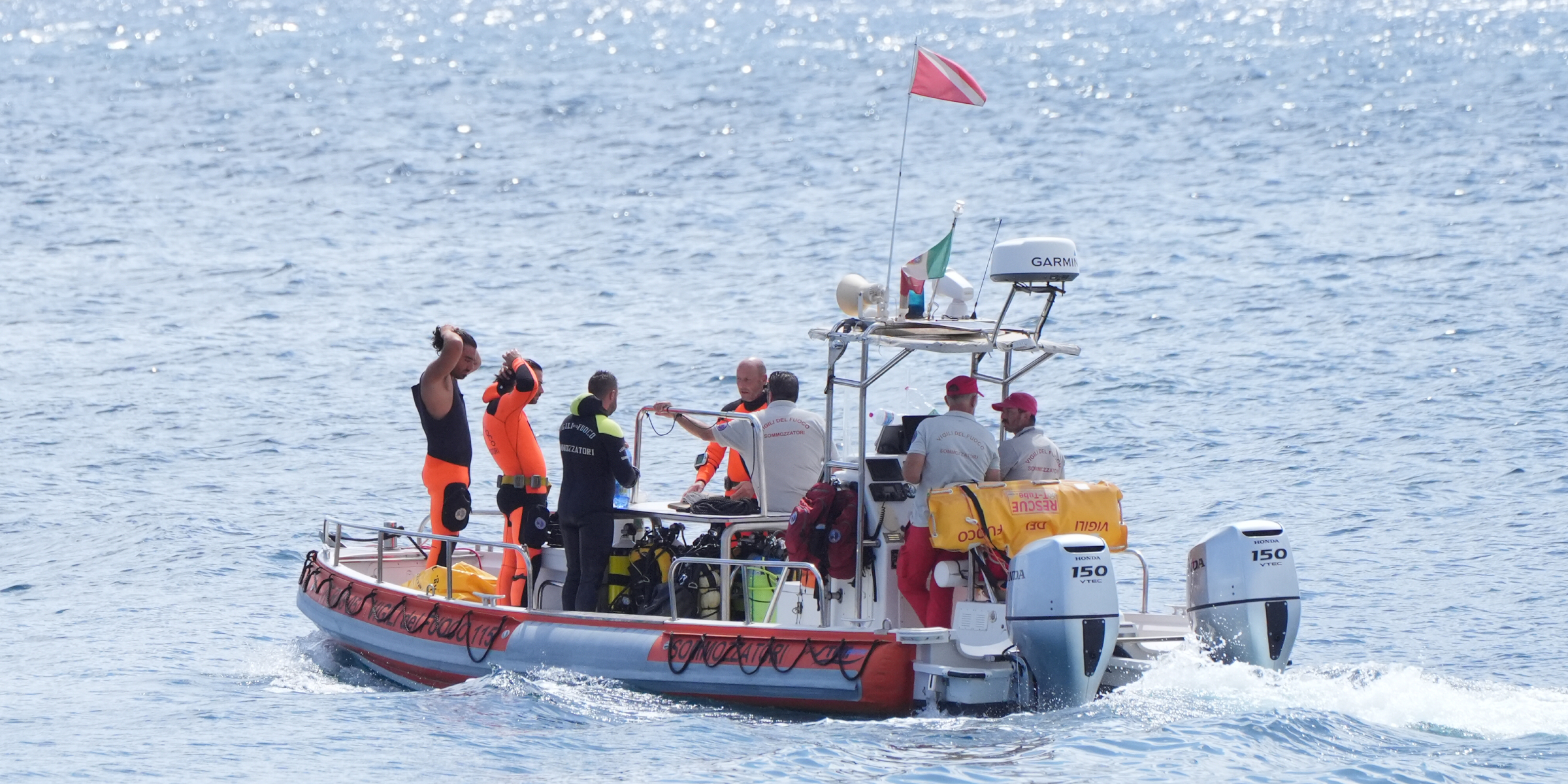 Emergency rescuers are at sea after the luxury yacht Bayesian sinks off the coast of Sicily | Source: Getty Images