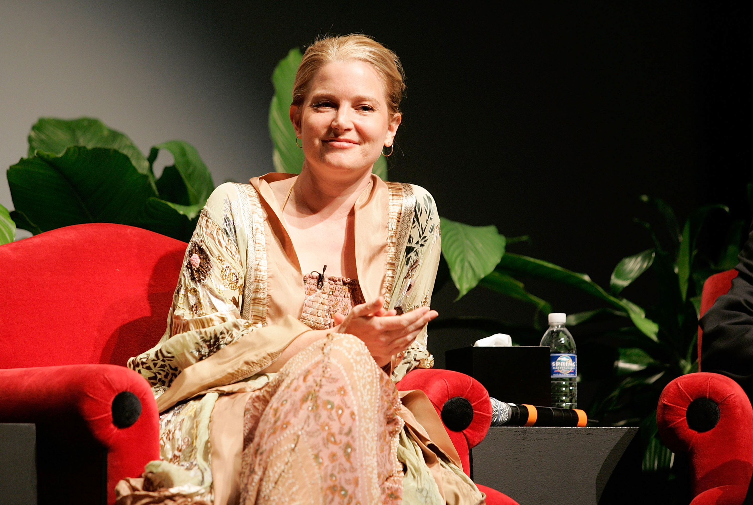 Bridget Fonda took part in a panel during the "Three Generations of Fonda on Film" benefit on May 13, 2008, in Atlanta, Georgia. Wearing an embroidered shawl and flowing pastel dress, she appeared serene and poised as she joined family members for the rare public discussion.