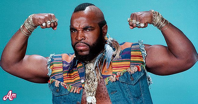 Mr. T does one of his famous poses on the set of A-Team | source: Getty Images