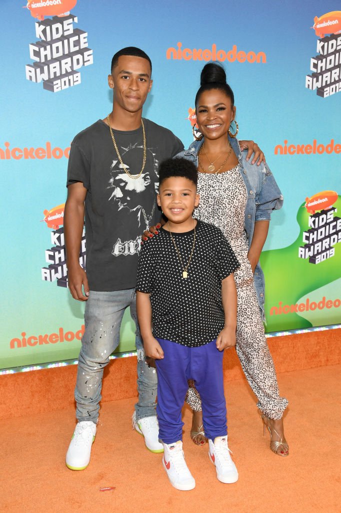 Massai Zhivago Dorsey II, Kez Sunday Udoka, and Nia Long attend Nickelodeon's 2019 Kids' Choice Awards at Galen Center on March 23, 2019 in Los Angeles, California. I Image: Getty Images.