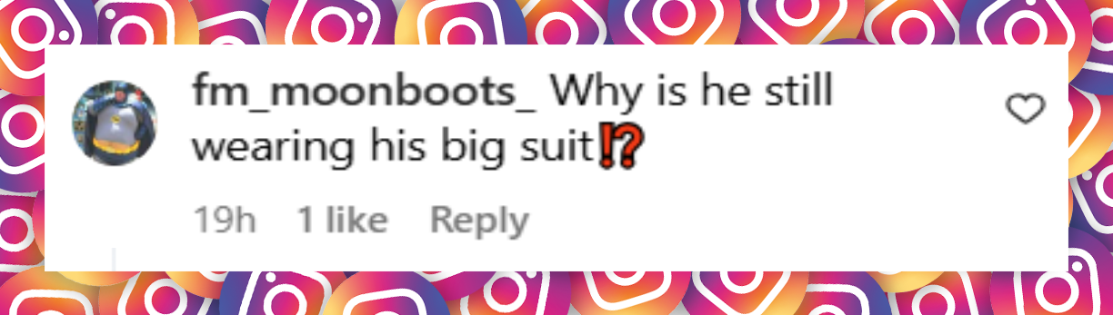A netizen's comment about John Goodman's clothes at a promotional event for "Smurfs" on New York City, dated July 16, 2025 | Source: Instagram/mickmickncy