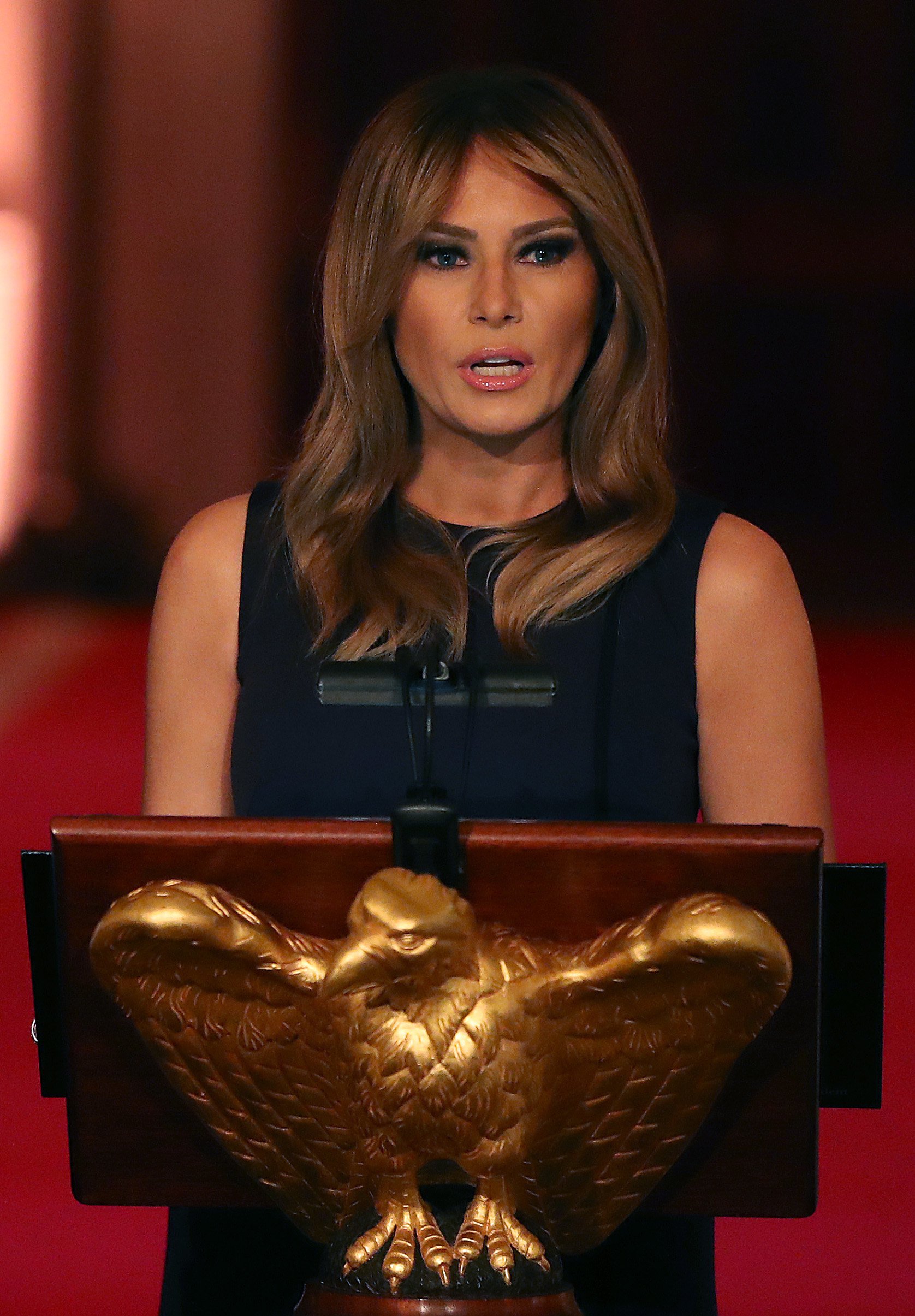 Melania Trump speaks during the White House Historical Association Dinner in the East Room of the White House on May 15, 2019, in Washington, DC. | Source: Getty Images.