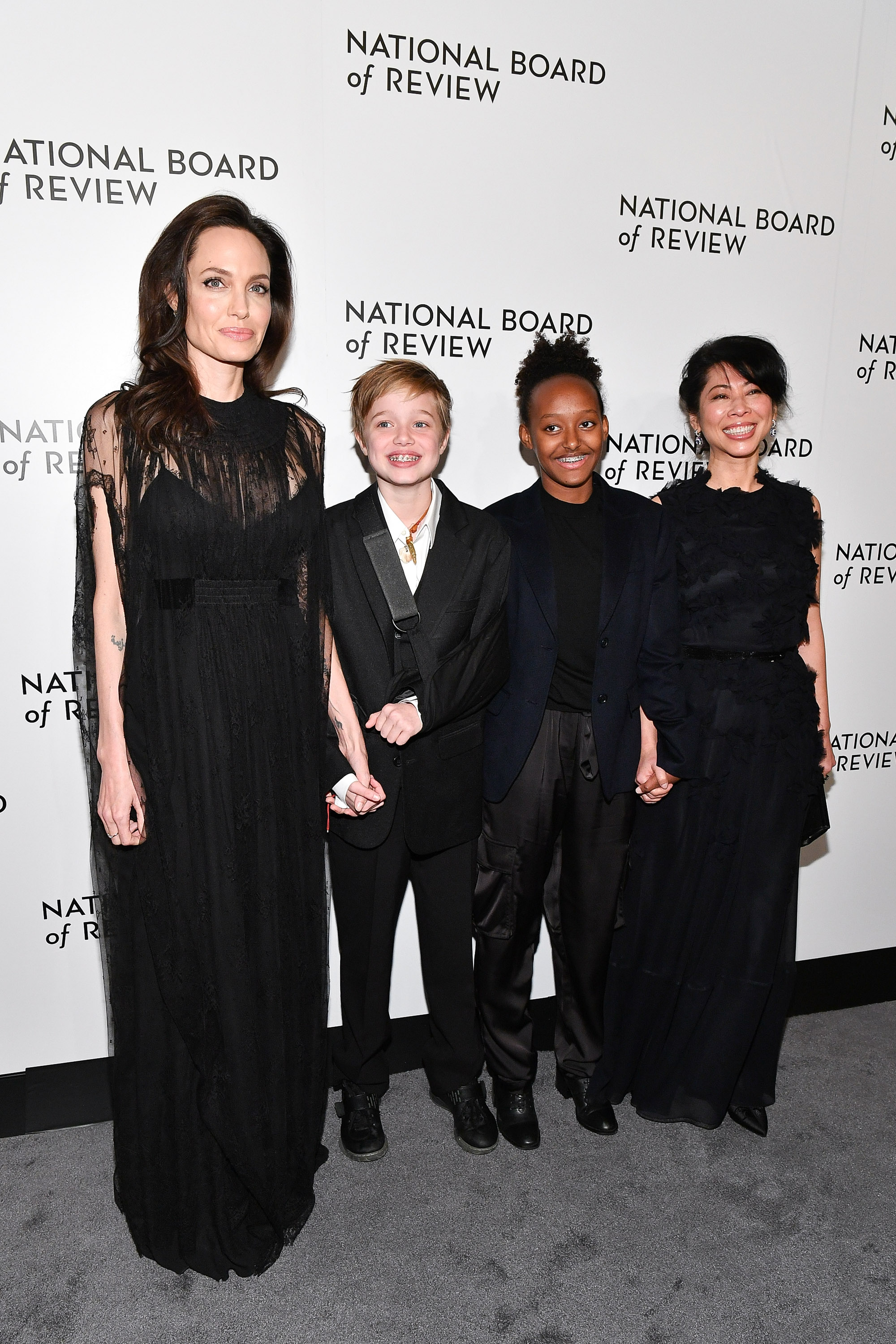 Angelina Jolie, Shiloh Jolie-Pitt, Zahara Jolie-Pitt, and Loung Ung attend the 2018 National Board of Review Awards Gala at Cipriani 42nd Street on January 9, 2018 in New York City. | Source: Getty Images