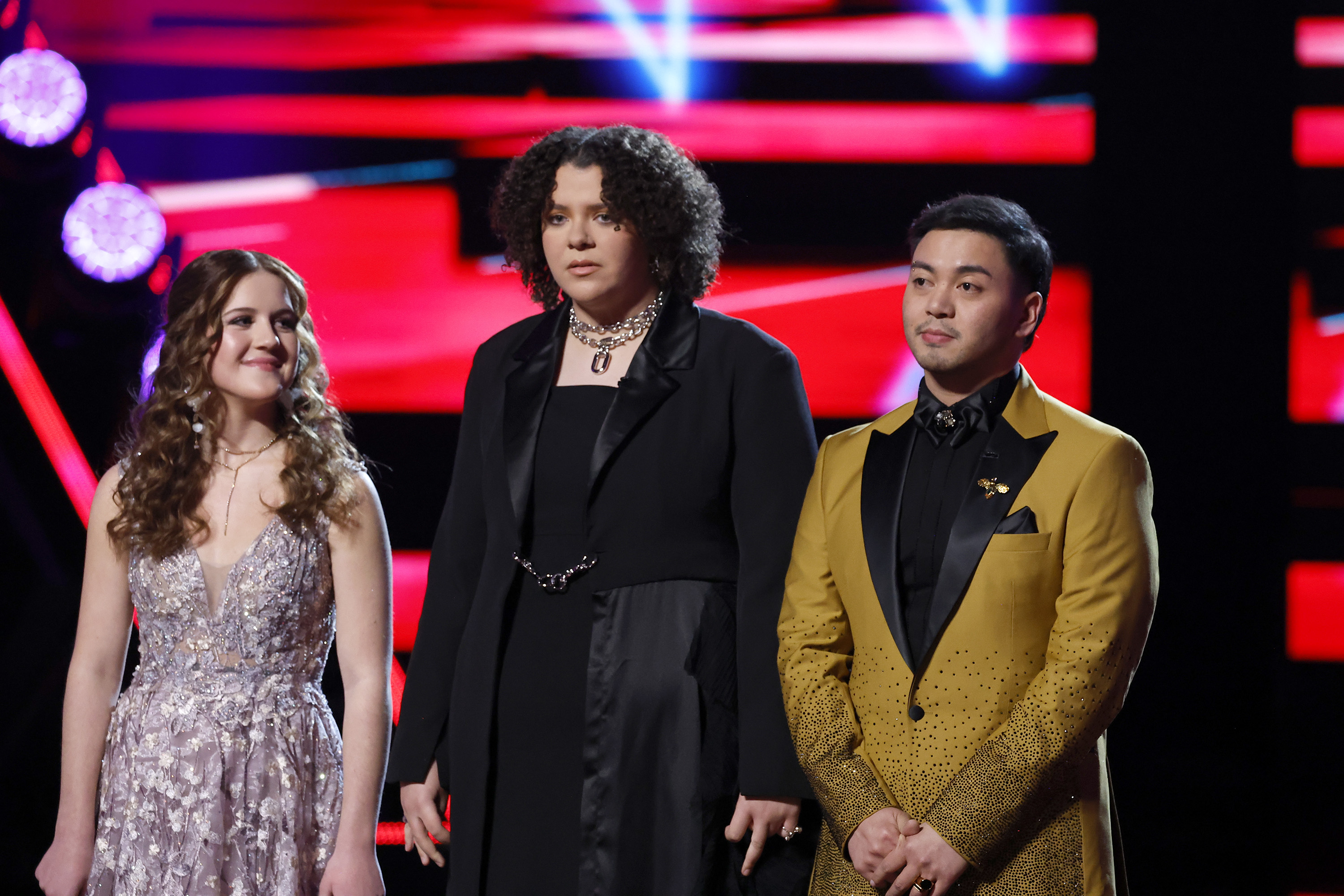 Sydney Sterlace, Shye, and Sofronio Vasquez on "The Voice" Season 26 finale | Source: Getty Images