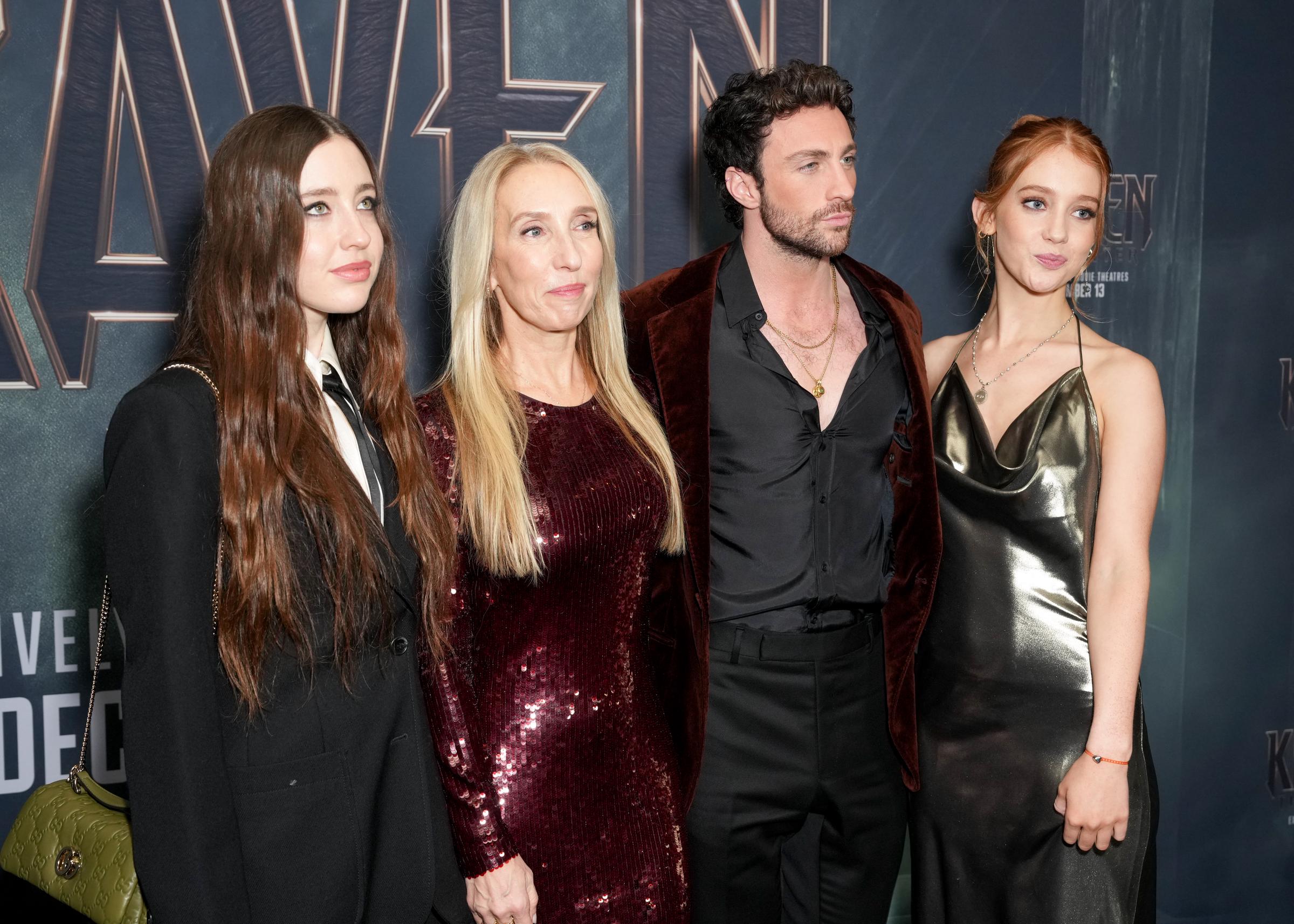 Angelica Jopling, Sam Taylor-Johnson, Aaron Taylor-Johnson, and Jessie Phoenix Jopling, on December 10, 2024 | Source: Getty Images