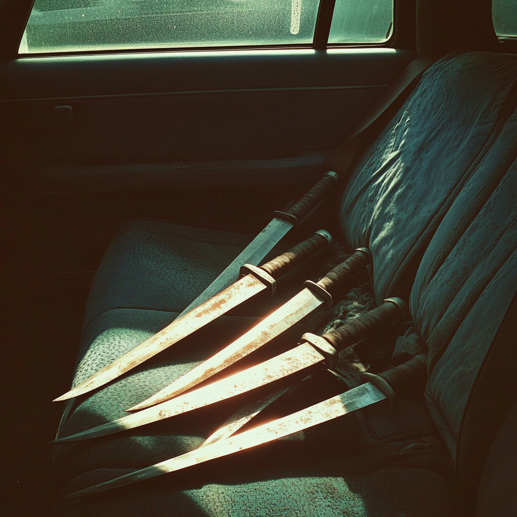 Machetes on a car seat | Source: Midjourney