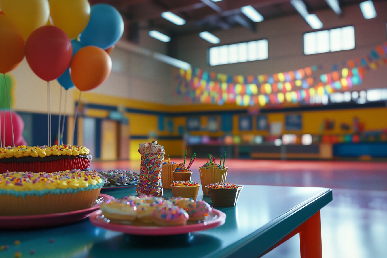 A table with birthday decor and snacks | Source: Midjourney