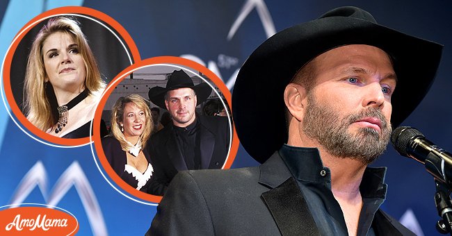 [Bubble1] Picture of singer Trisha Yearwood; [Bubble2] Picture of Garth Brooks and Sandy Mahl; [Main] Picture of country singer Garth Brooks | Source: Getty Images