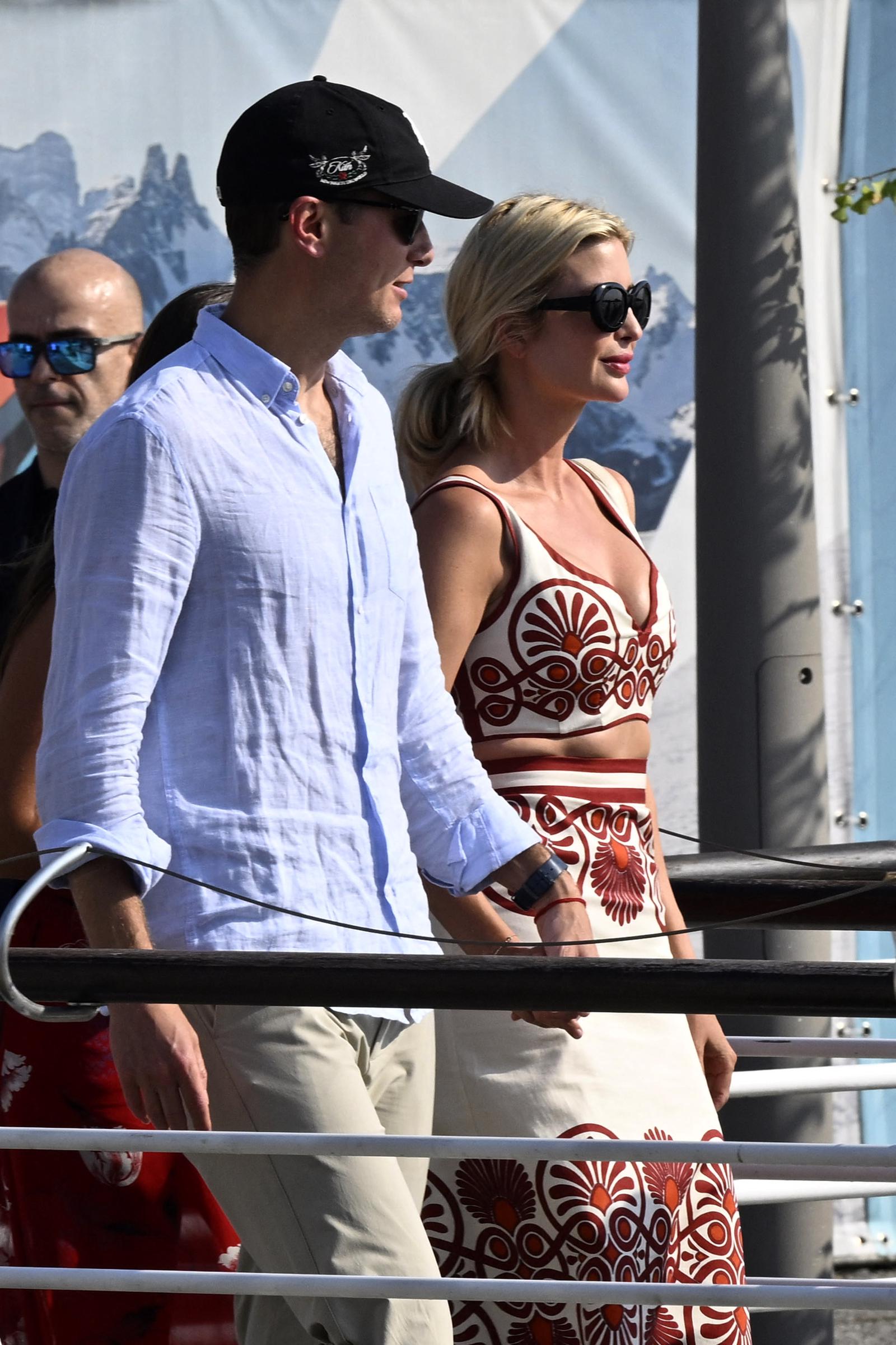 Jared Kushner and Ivanka Trump arriving at Marco Polo airport ahead of Jeff Bezos and Lauren Sánchez's wedding on June 24, 2025, in Venice, Italy. | Source: Getty Images