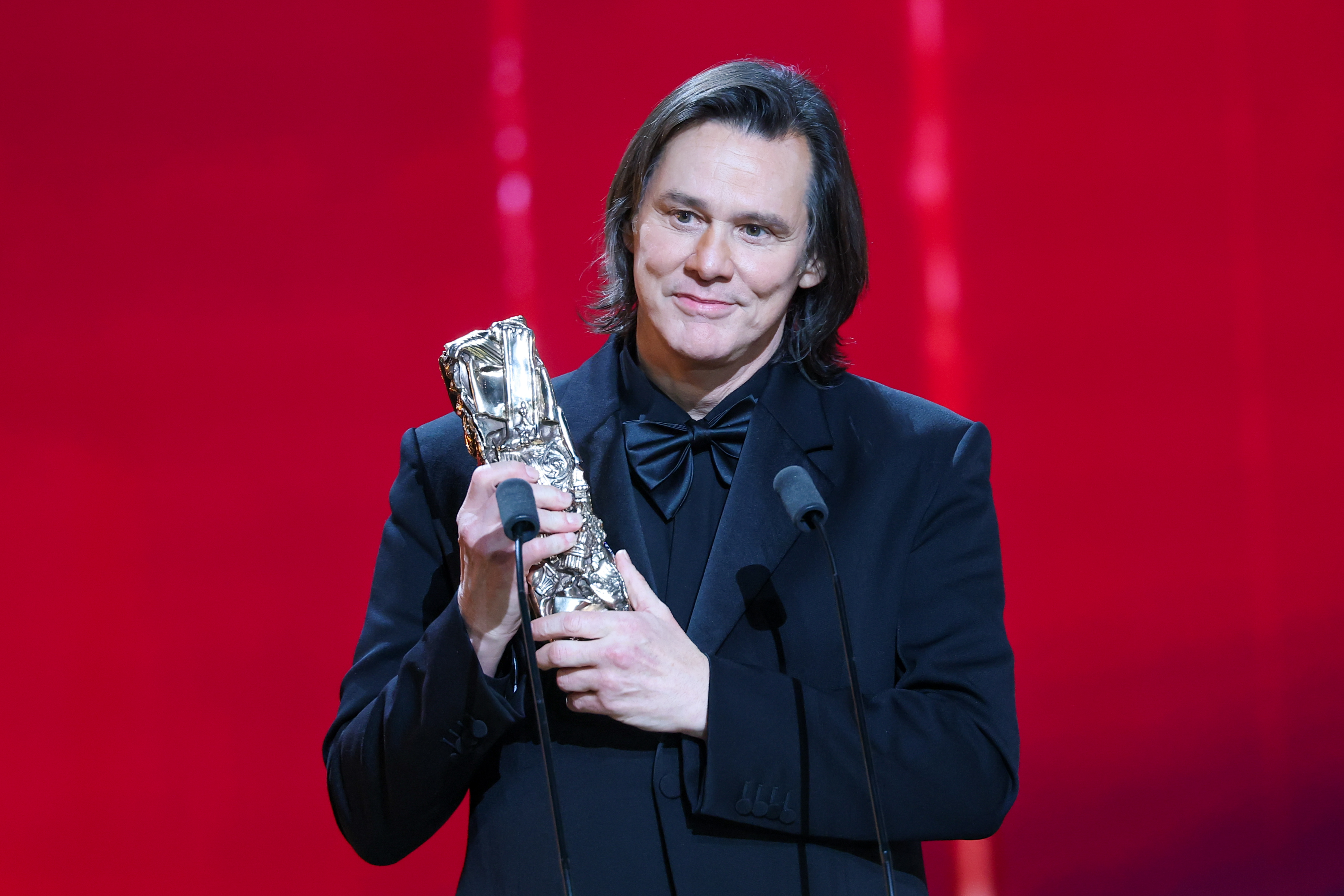 Jim Carrey accepts the Honorary César Award at L'Olympia on February 26, 2026 in Paris, France | Source: Getty Images