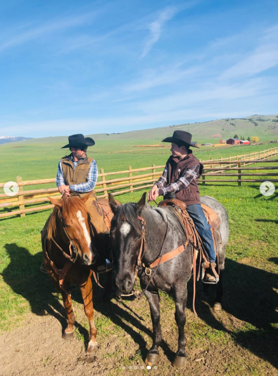 Brandon Blackstock and Seth on horseback in a scenic rural area, as posted on August 8, 2025 | Source: Instagram/sethblackstock