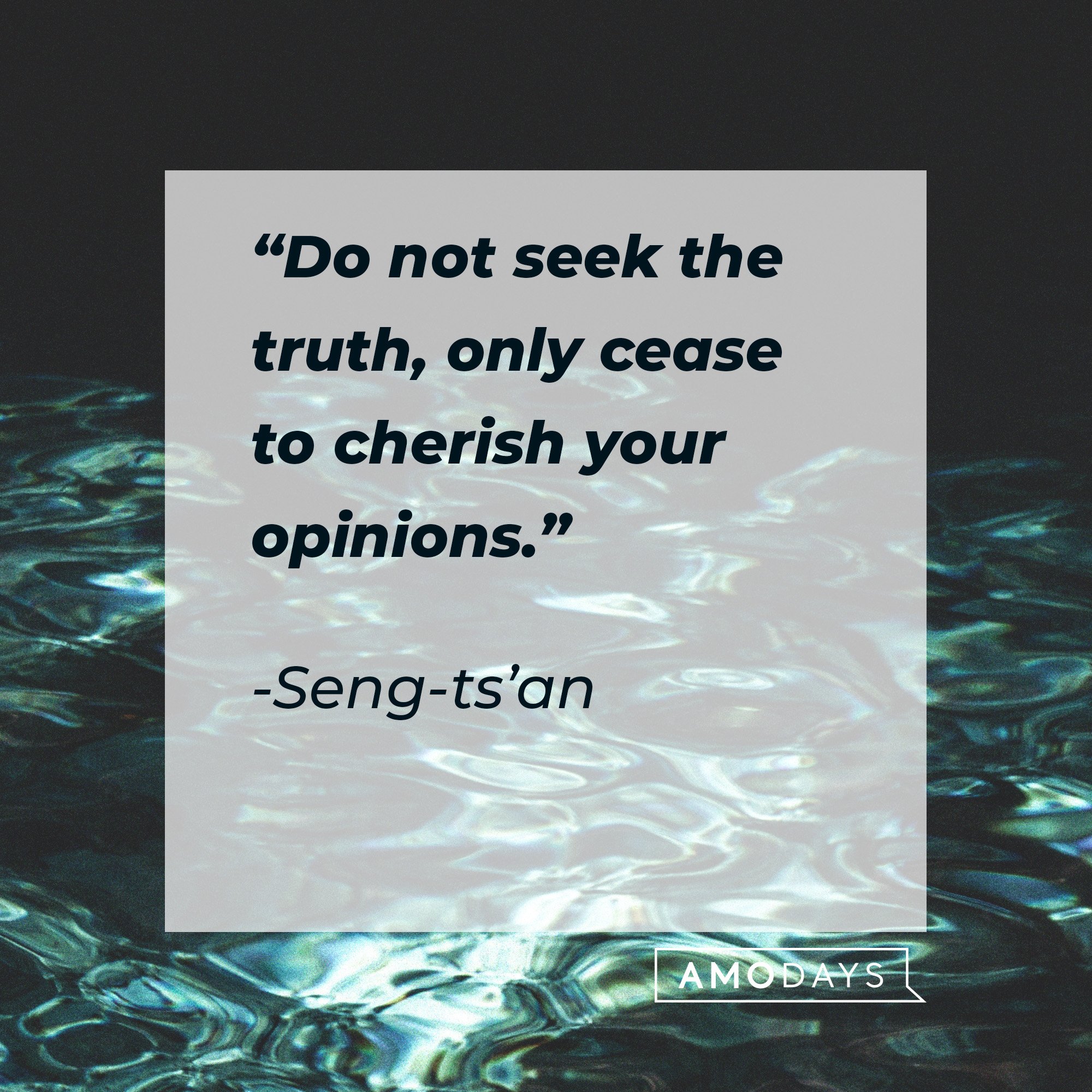 Seng-ts’an's quote: “Do not seek the truth, only cease to cherish your opinions.” | Image: AmoDays
