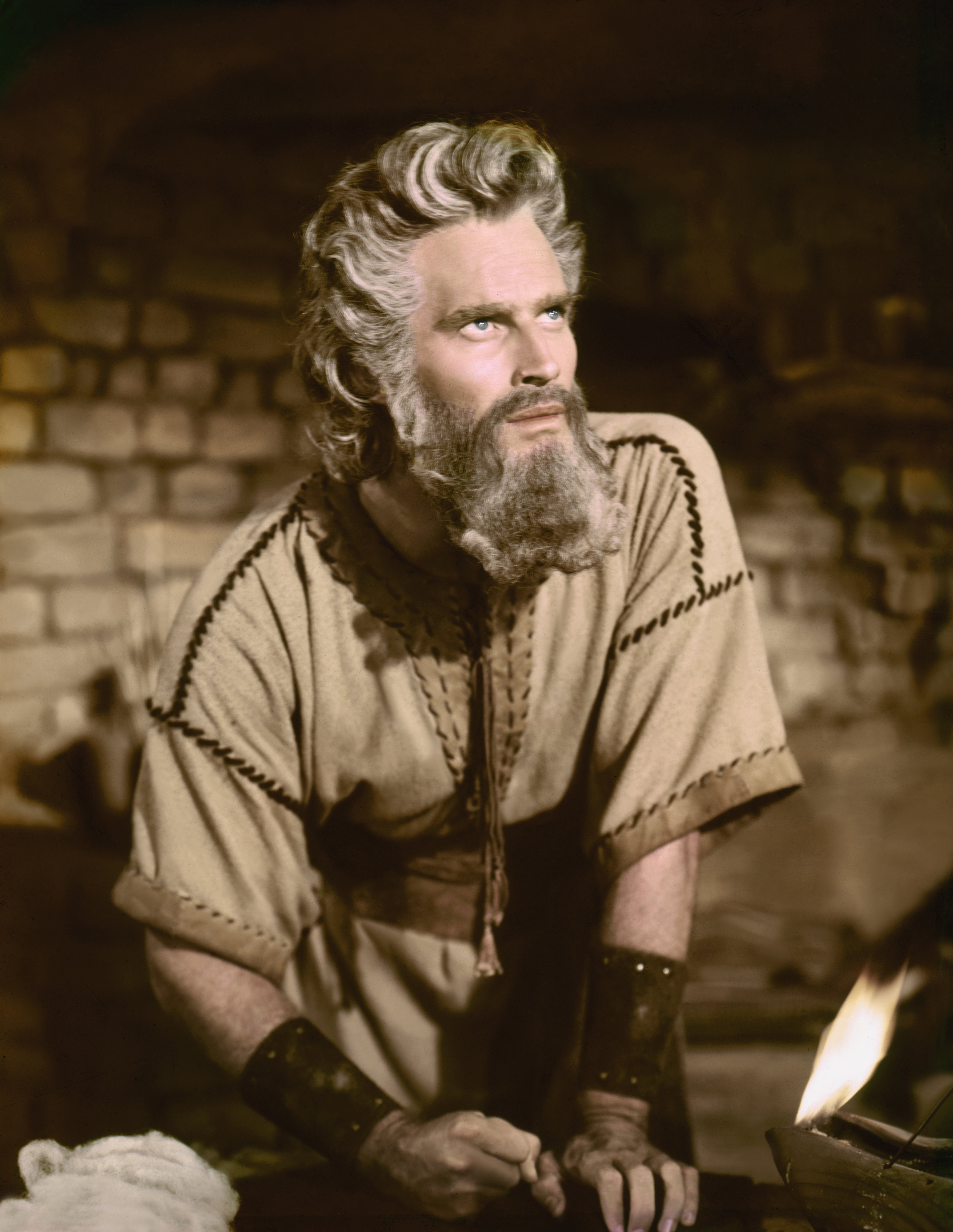 Charlton Heston on the set of "The Ten Commandments," directed by Cecil B. DeMille. | Source: Getty Images