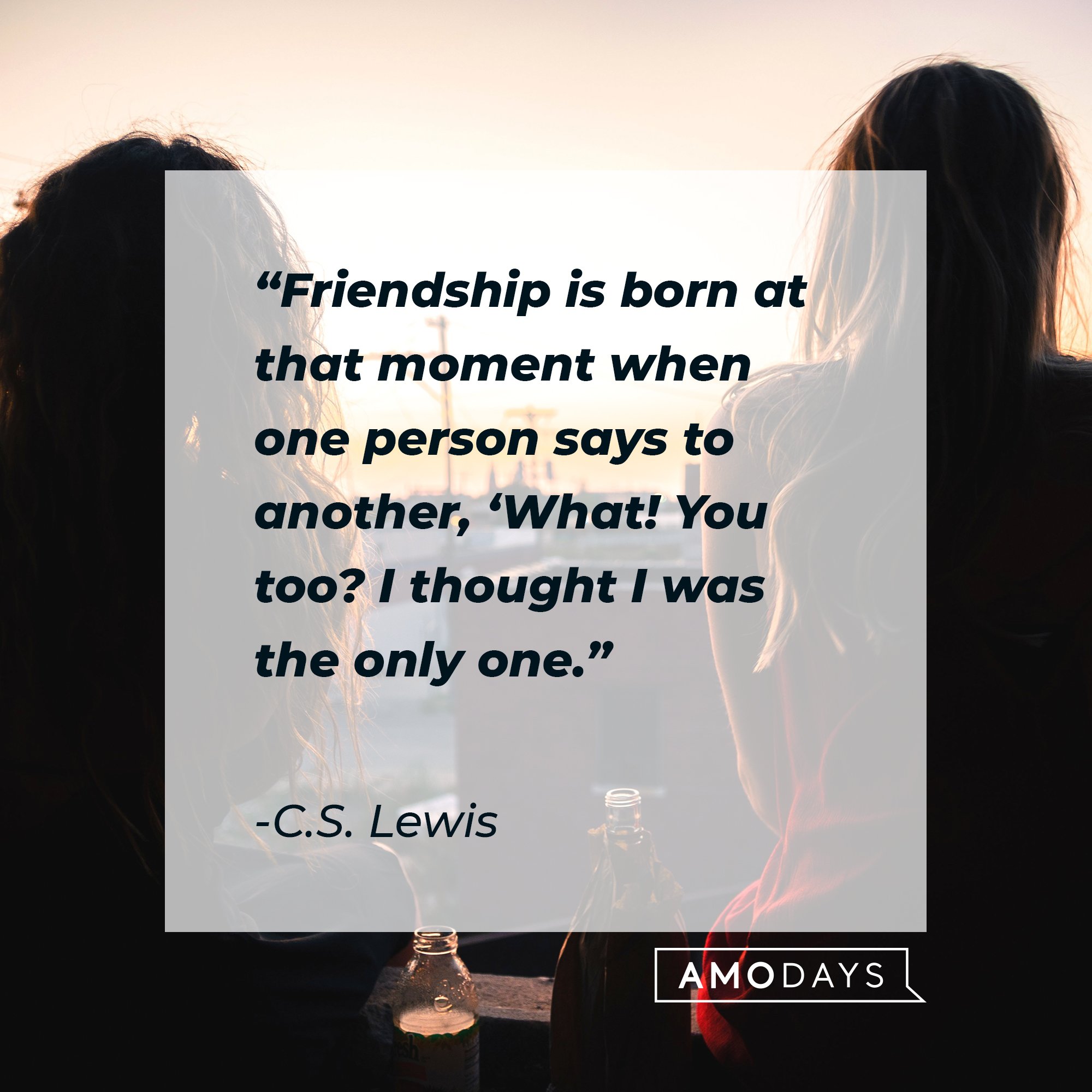 C.S. Lewis’ quotes: “Friendship is born at that moment when one person says to another, ‘What! You too? I thought I was the only one.” | Image: AmoDays