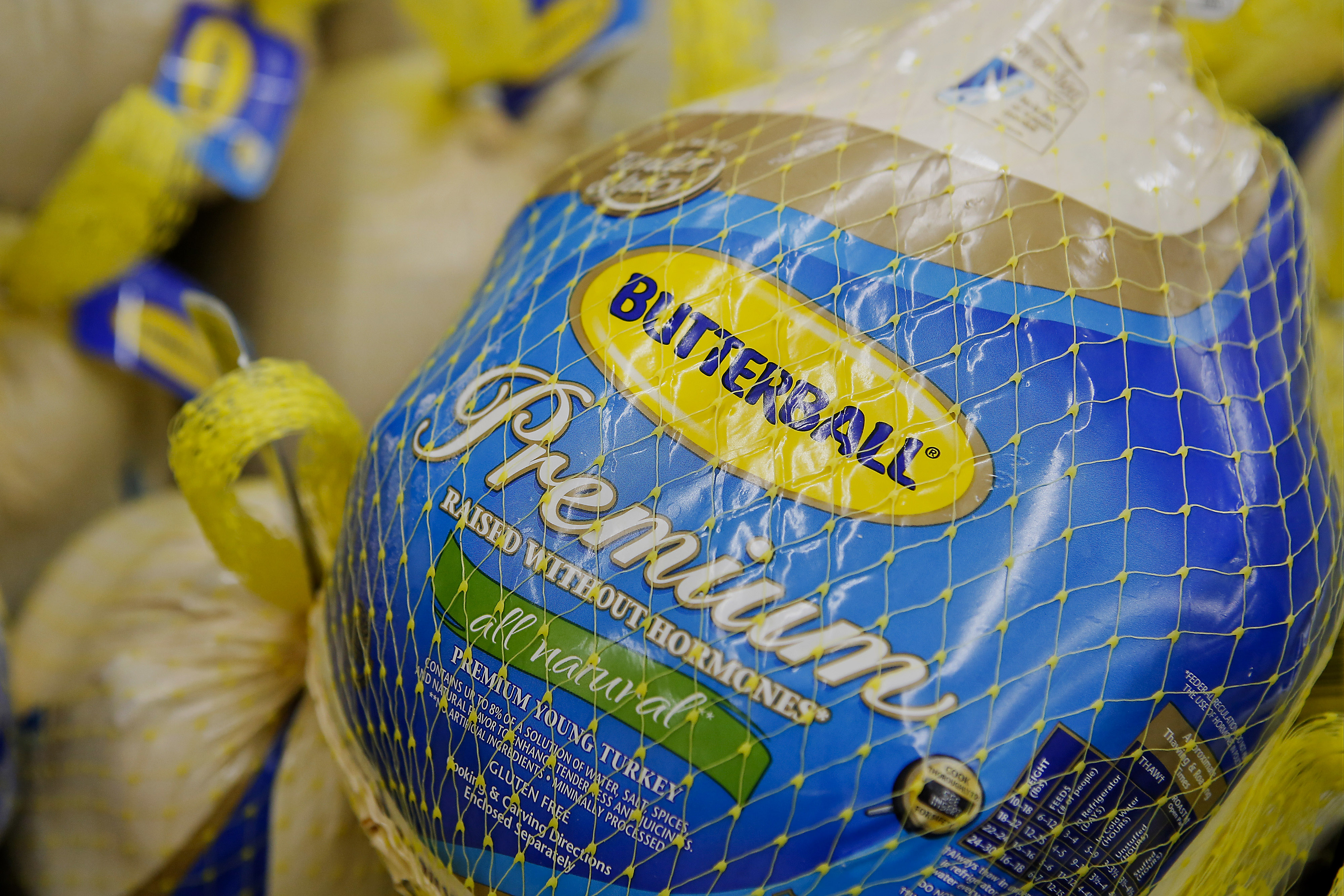 A close-up of a Butterball turkey on sale at a Wal-Mart in Los Angeles, California on November 26, 2013 | Source: Getty Images